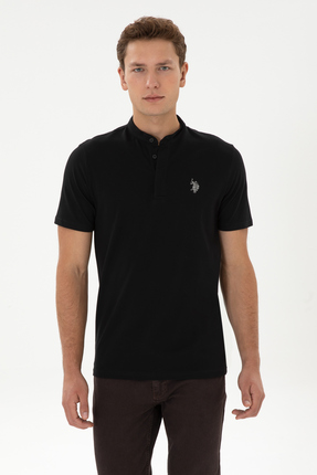 U.S. Polo Assn. Erkek Regular Fit Hakim Yaka Siyah Tişört 50324794-VR046