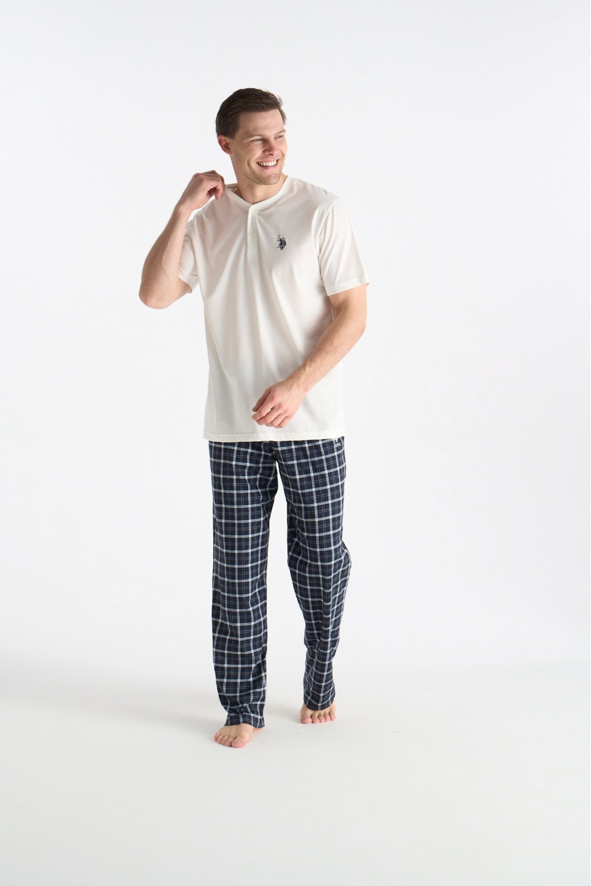 ست پیژامه و لباس خواب مردانه یقه دکمه دار | یو اس پولو U.S. Polo Assn. Slendos-19043 TR - تصویر 3