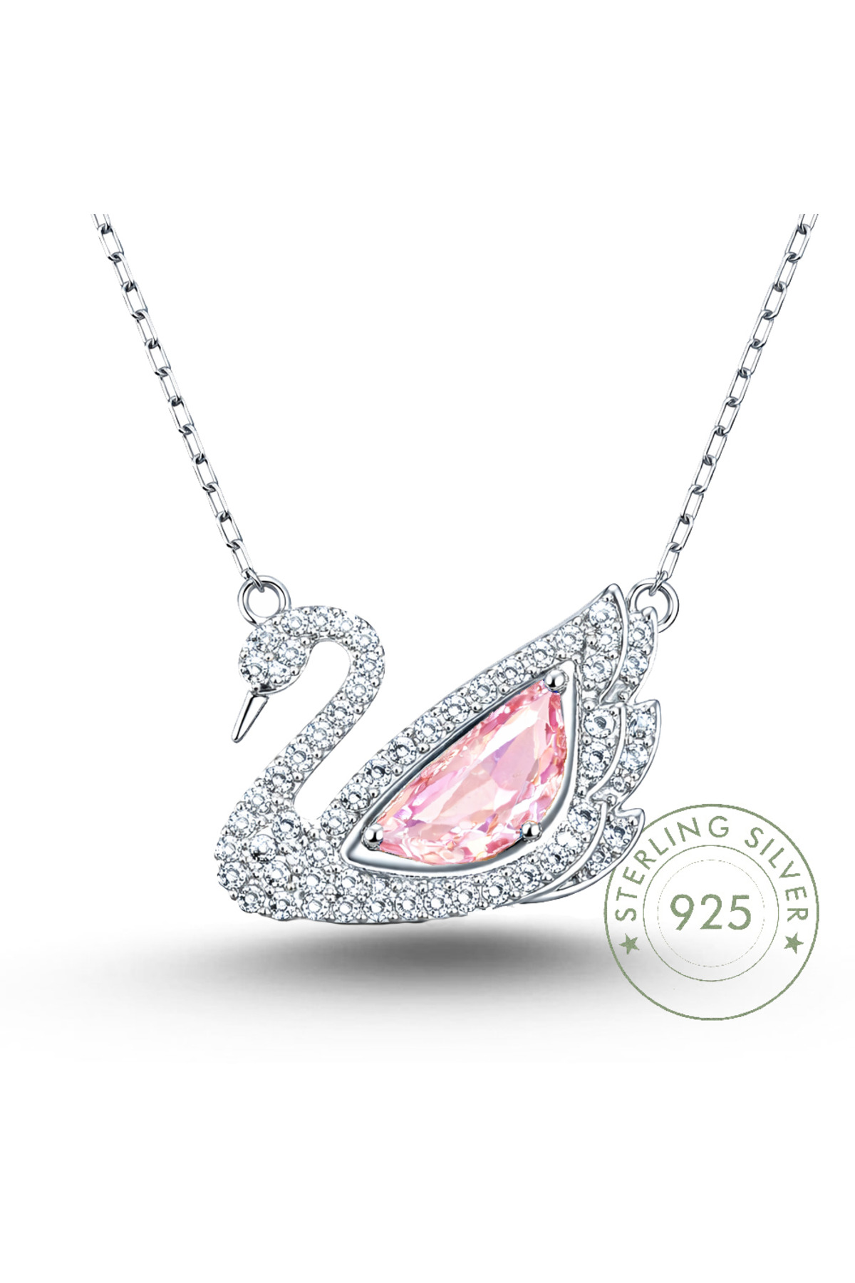 Pietra Kadın Gümüş Kolye 925 Ayar Kuğu Tasarımlı 40+5 Cm Zincirli Kolye