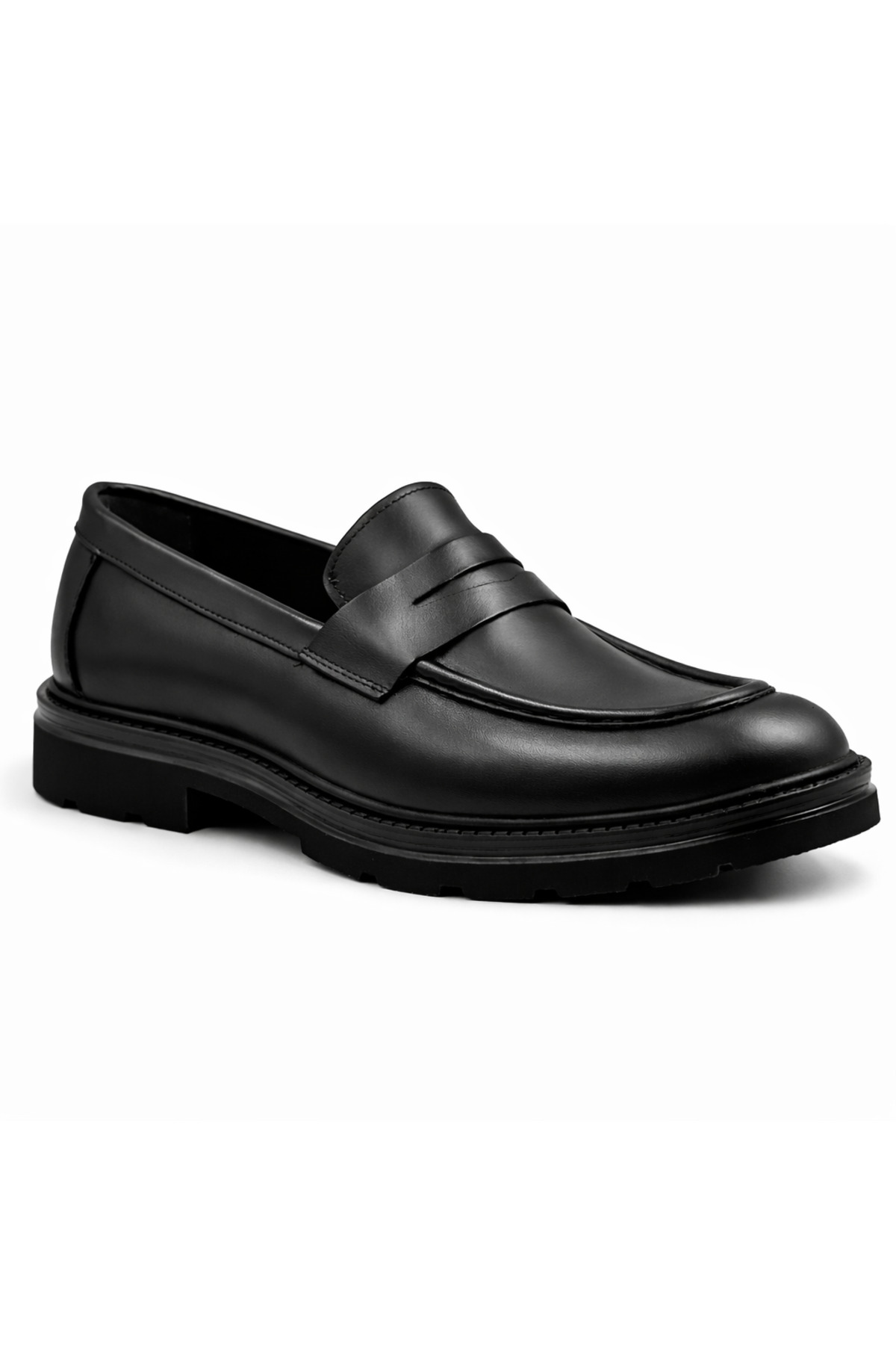 BESS SHOES Hakiki Deri Siyah Rahat Hafif Günlük Erkek Loafer Ayakkabı görsel 2