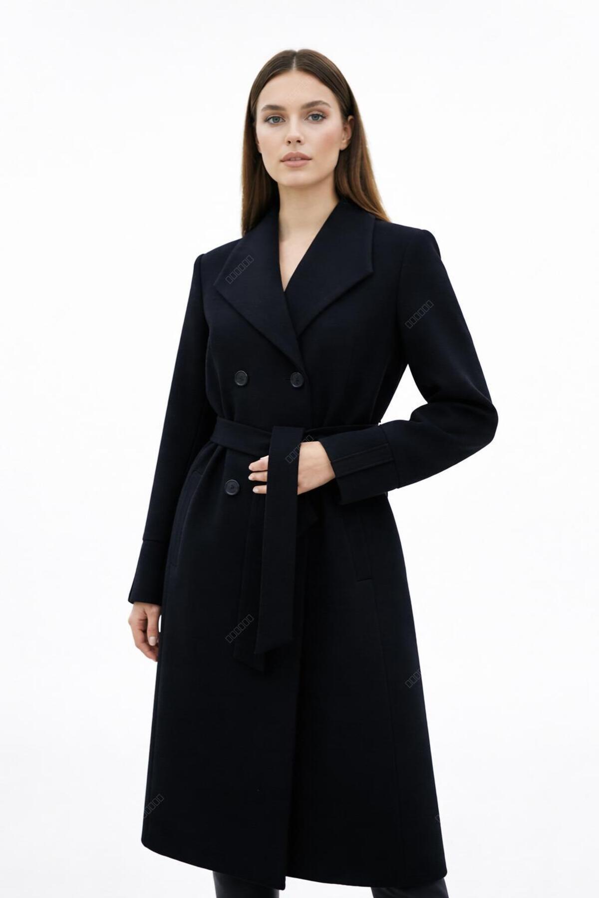 ESİN GİYİM  Business Line Kuşaklı Kaşe Kaban - Görsel 3