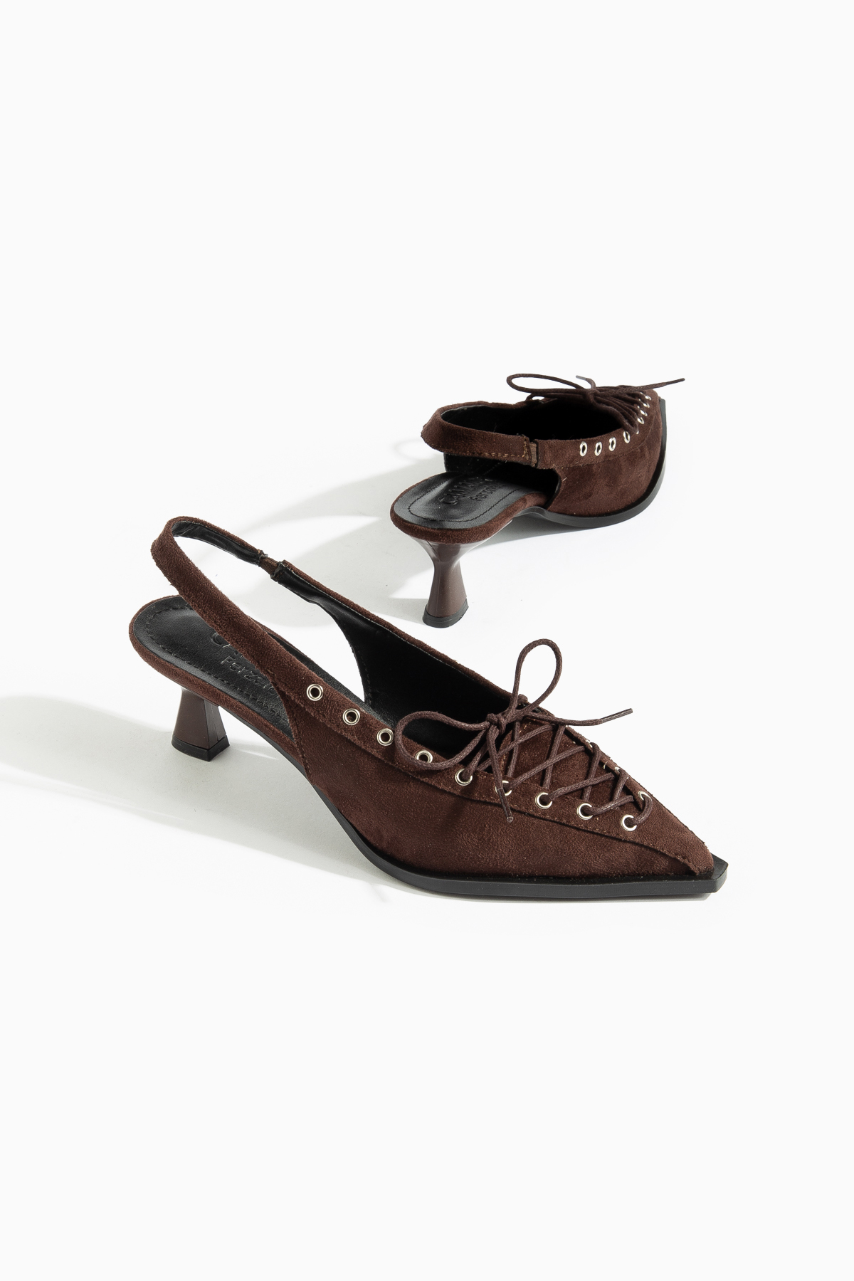 camaiore  Kadın Acı Kahve Süet Sivri Burun Klasik Topuklu Ayakkabı - Görsel 8