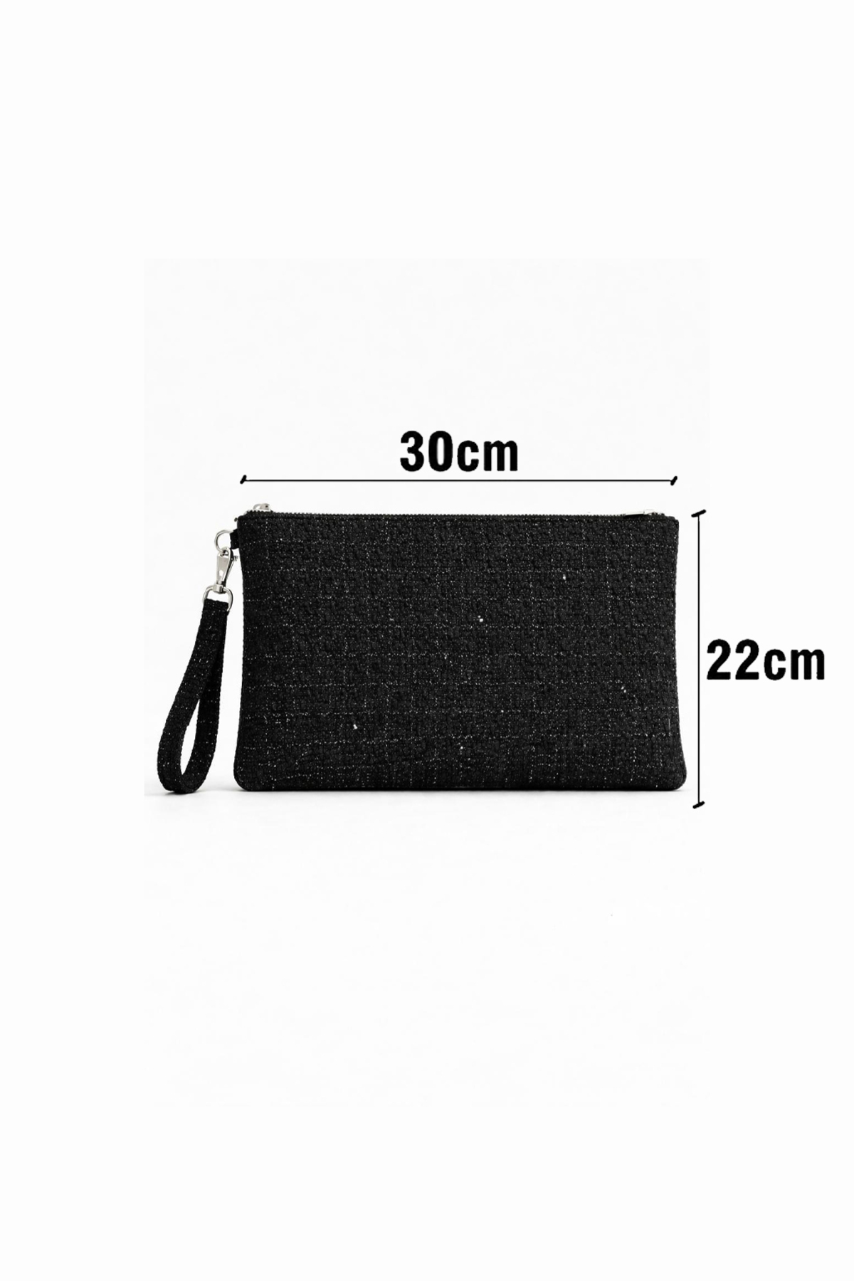 MONAAR Simli Parıltılı Tüvit Clutch Portföy Çanta Tablet Uyumlu görsel 3