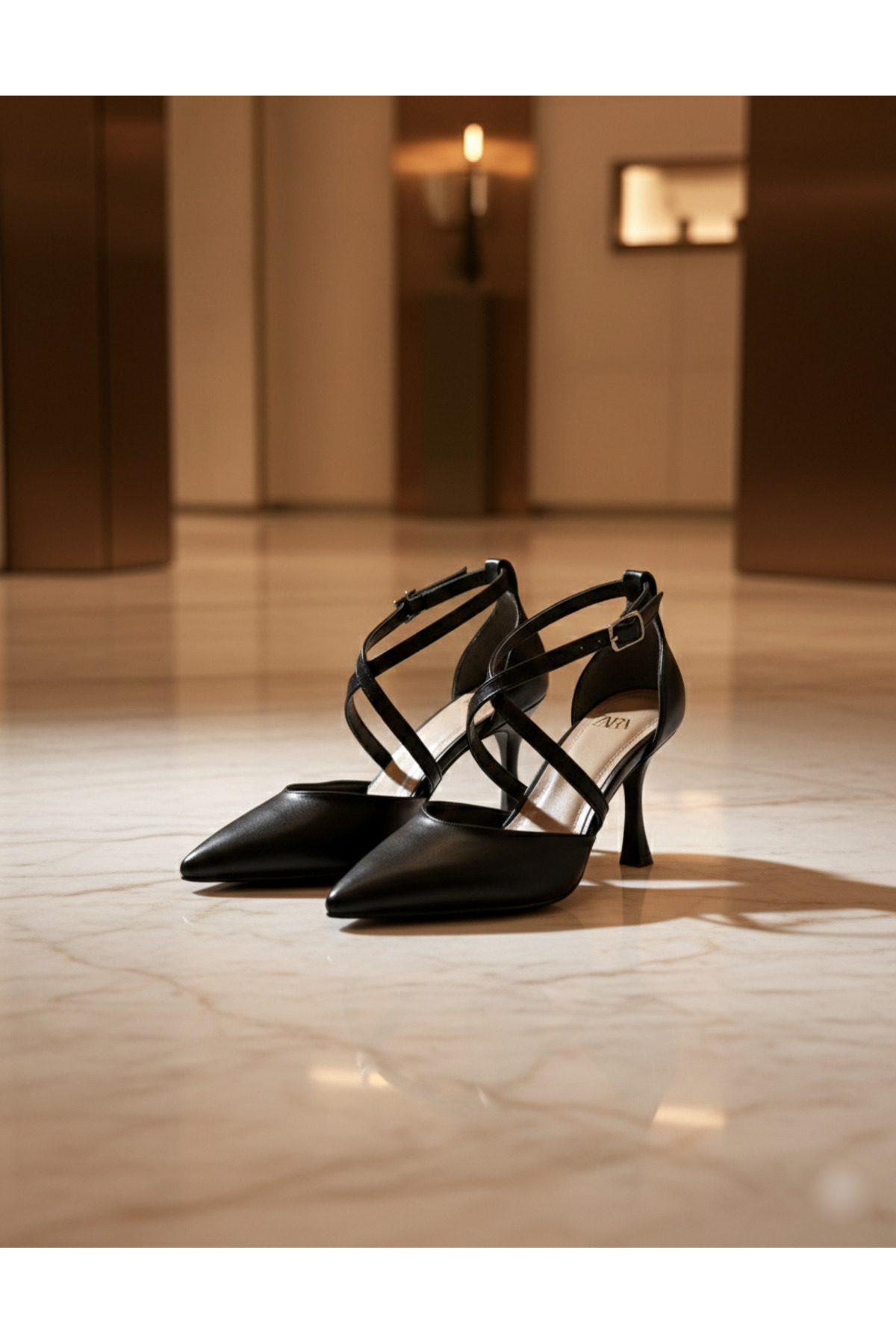 leopar by çetinay  Lorisse - Sivri Burun, Çapraz Bant Detaylı Klasik İnce Topuklu Ayakkabı / Stiletto - Görsel 5