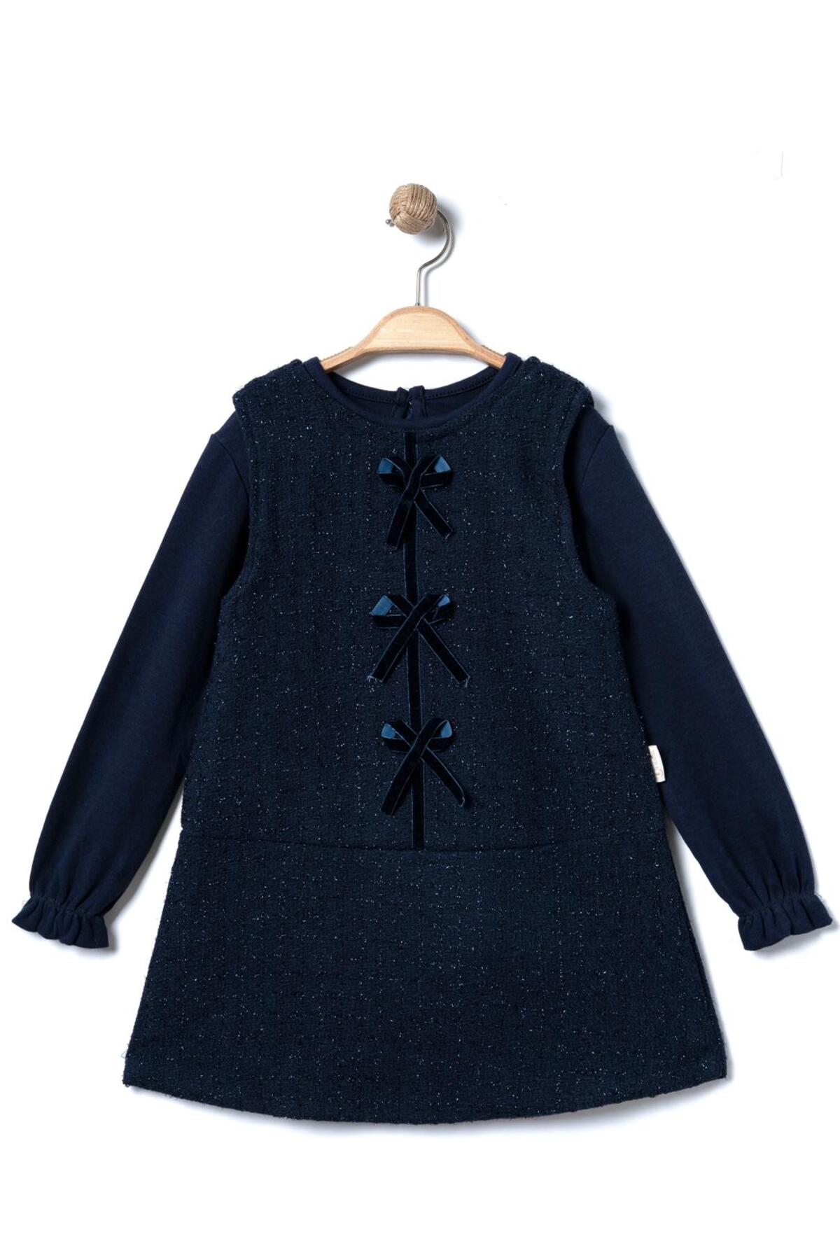 Minoviababykids Kız Bebek Çocuk Tüvit Elbise ve Uzun Kollu Badi Takımı fotoğrafı 2 (önizleme)