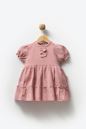 Bubbles %100 Pamuk Kız Bebek Fırfırlı Müslin Elbise