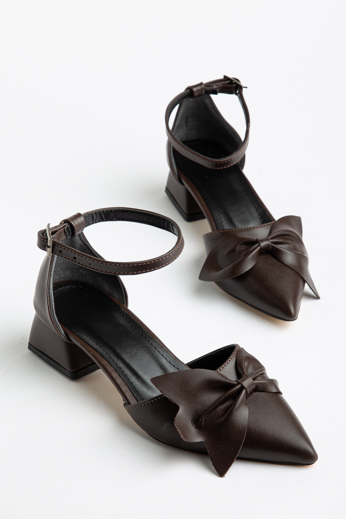 Women's Bitter Coffee Heels Bowknot Shoes