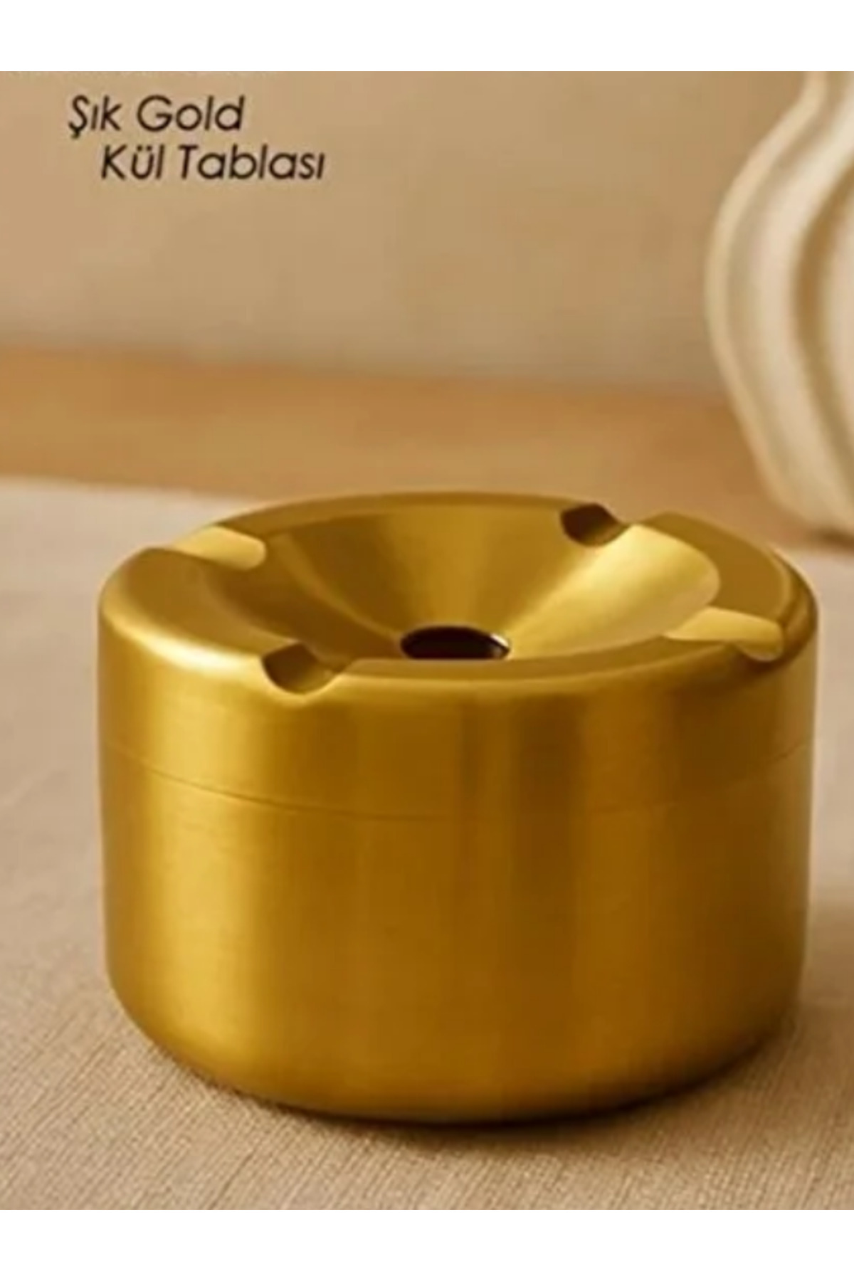 マウル　Q Denken Gold mucit home Araç İçi Gold Kapaklı Kokusuz Paslanmaz Metal Küllük