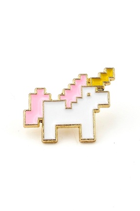 Stanbula Mini Unicorn Pixel Art Tek Boynuzlu At Pin Yaka Çanta Süsü Metal Roz...