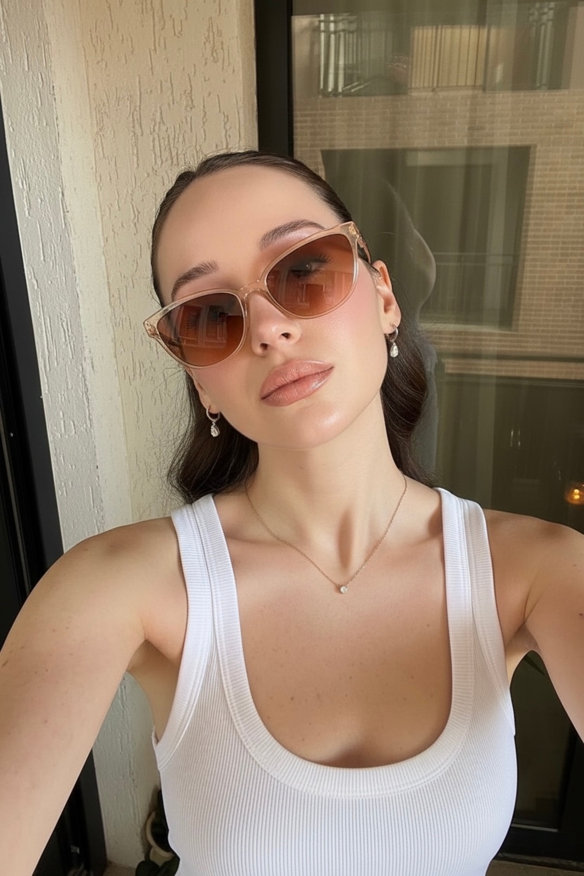 Beige Brown Sunglasses for Women Uv400