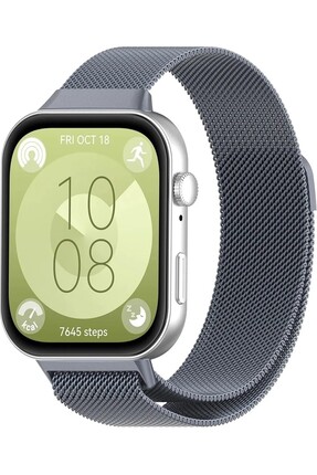 SilverCars Huawei Watch Fit 3 / Fit 4 Uyumlu Metal Hasır Manyetik Kordon
