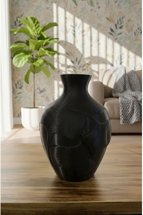 AMB TASARIM TARIM Organic Flow: El Yapımı Ahşap Dokulu Dekoratif Vazo.