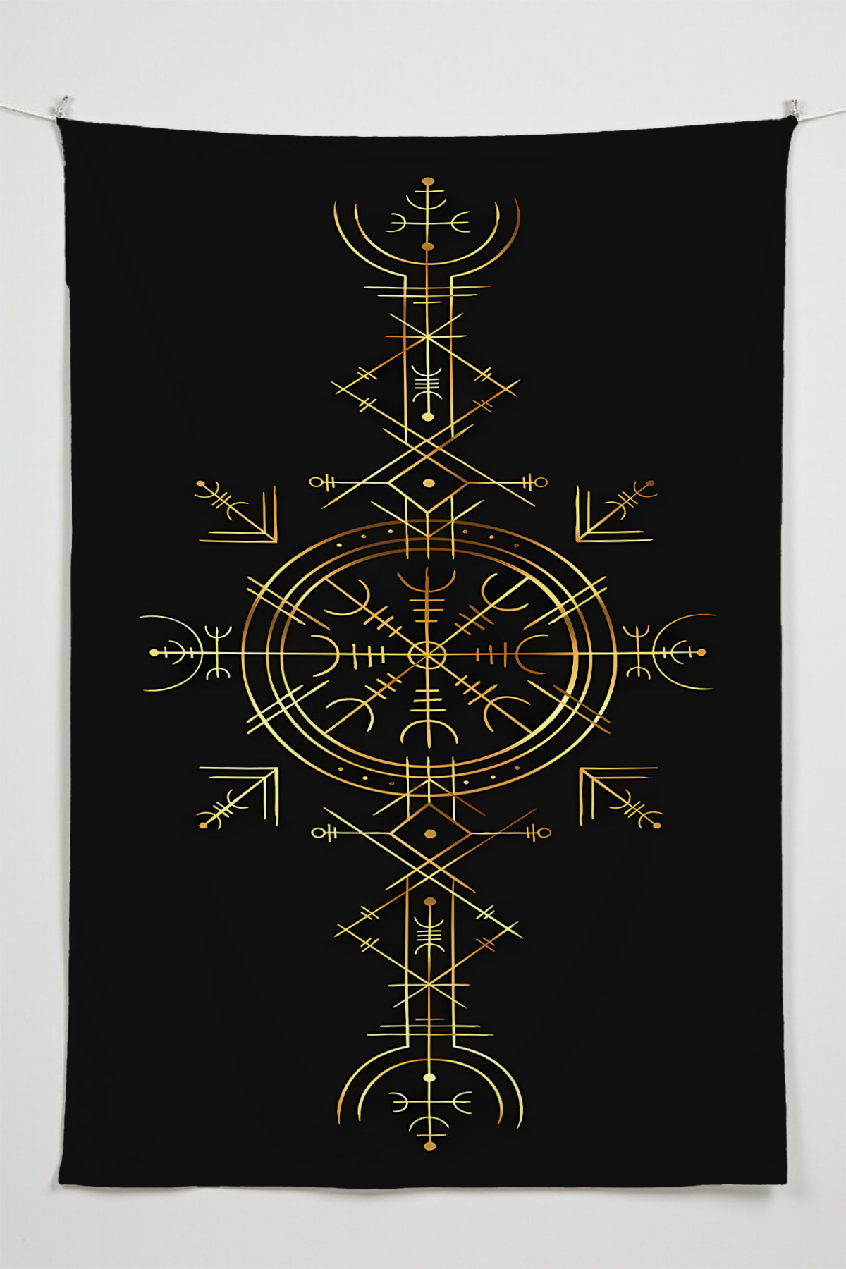 Nordic Runes Gold – Anime Movie Character Themed Quality Fabric, Room Decor Tapestry Tapestry Tapestry Tapestry