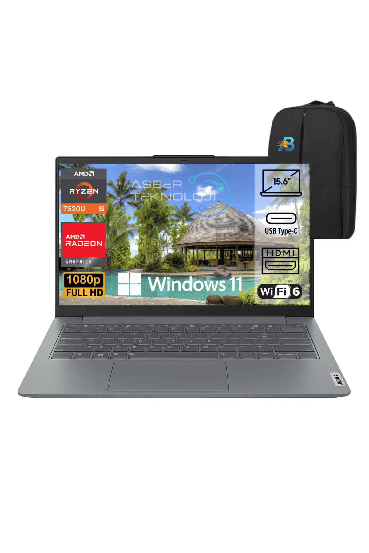 LENOVO IdeaPad Slim 3 15AMN8 Ryzen 5 16 GB 256 GB SSD 15.6" W11P Notebook + Çanta İşlemci