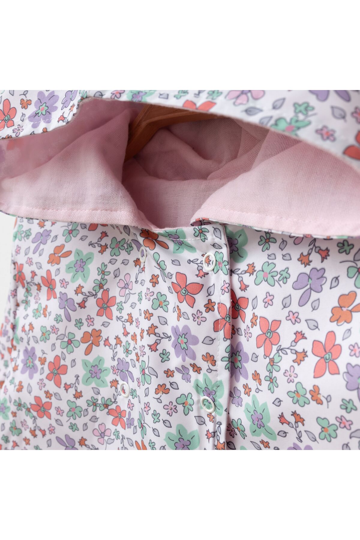 tinibud Terletmeyen Çift Taraflı Kız Çocuk Yağmurluk 2-5 Yaş %100 Pamuk Müslin Astarlı fotoğrafı 3 (önizleme)