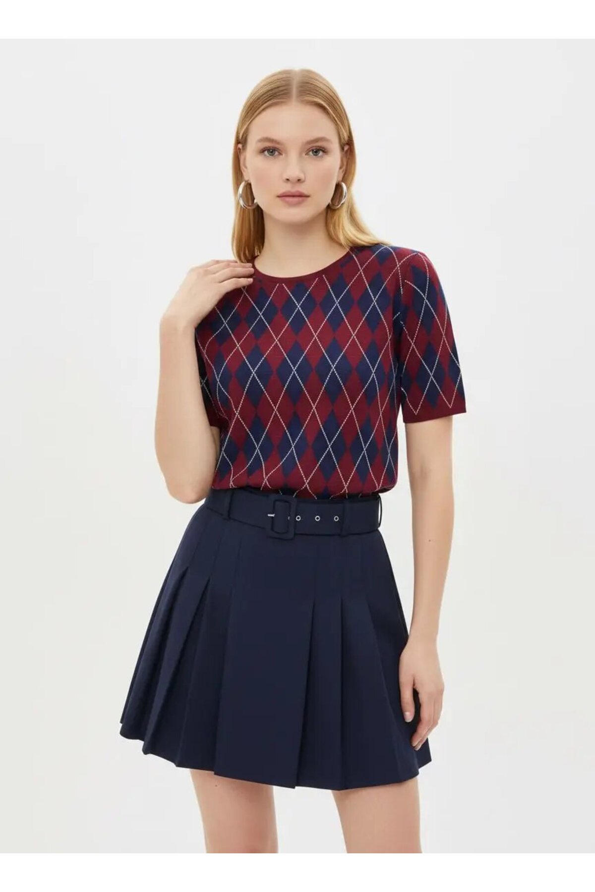 Park Karon  Kadın Bisiklet Yaka Baklava Desen Triko Kazak 12419.Vrt - Görsel 2