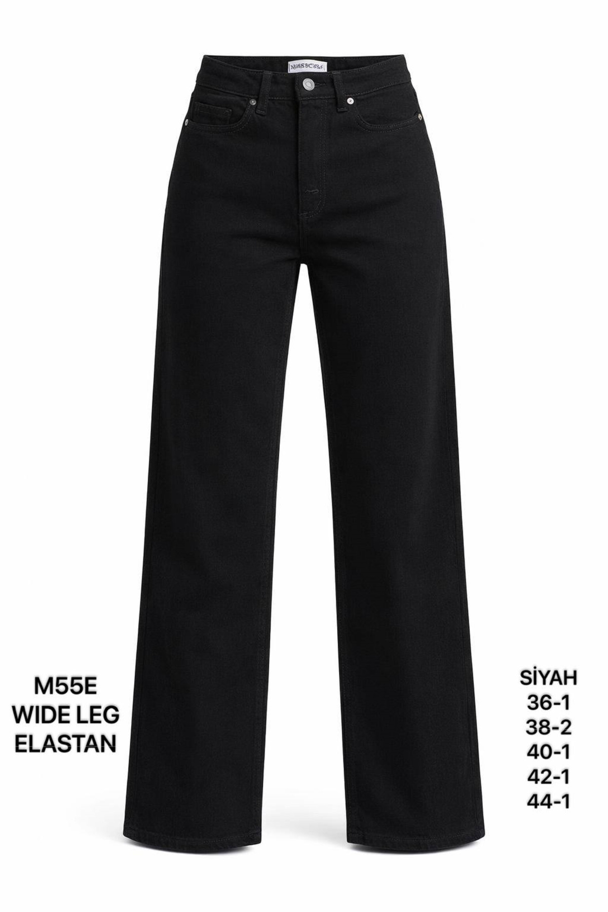 Miss Poem  Kadın Siyah Yüksek Bel Wide Leg Jean Pantolon