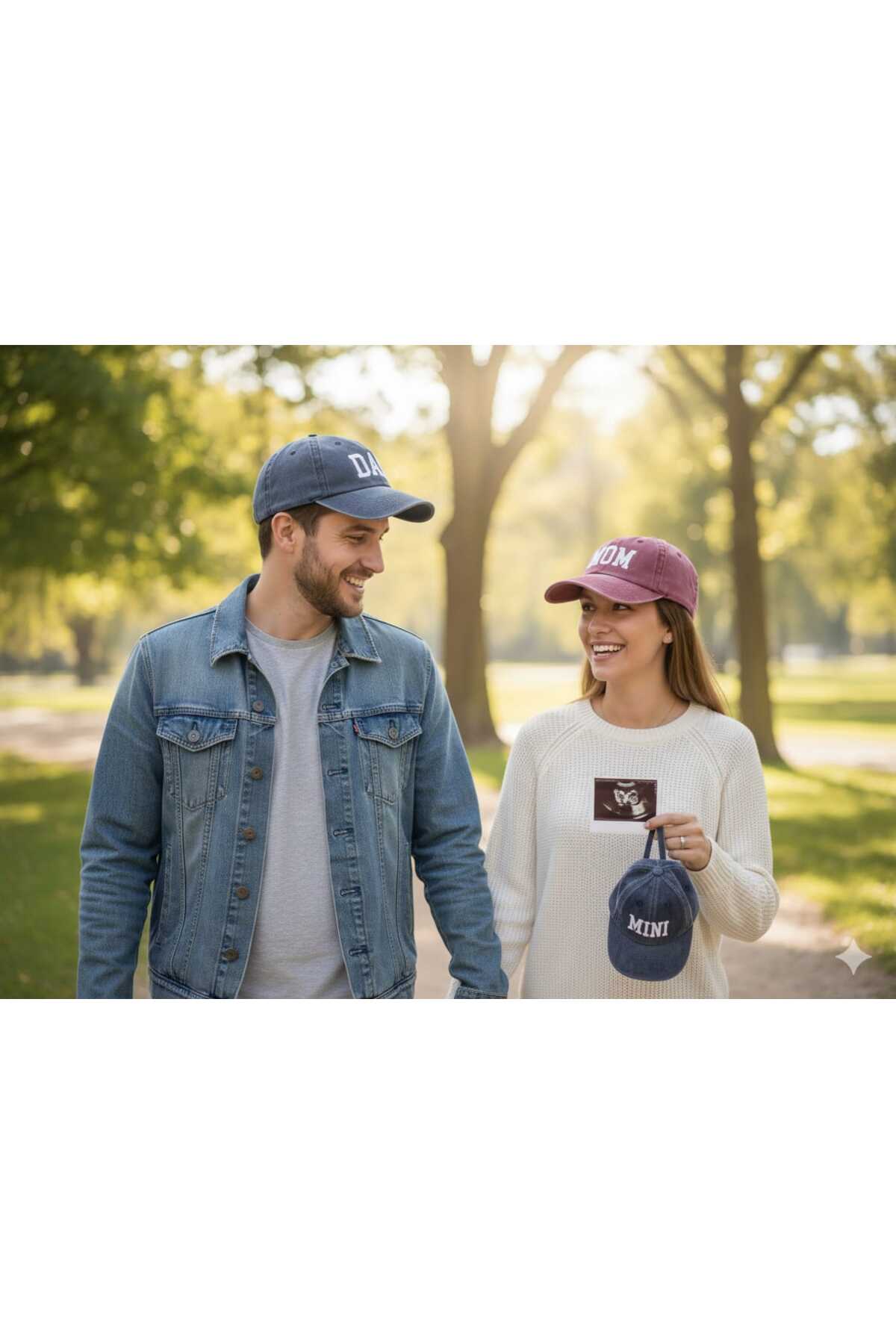 Betülce 2'Li Anne Baba Kombin Aile Şapkası-Vintage Eskitme Unisex DAD / MOM Yazılı Pamuk Şapka görsel 3