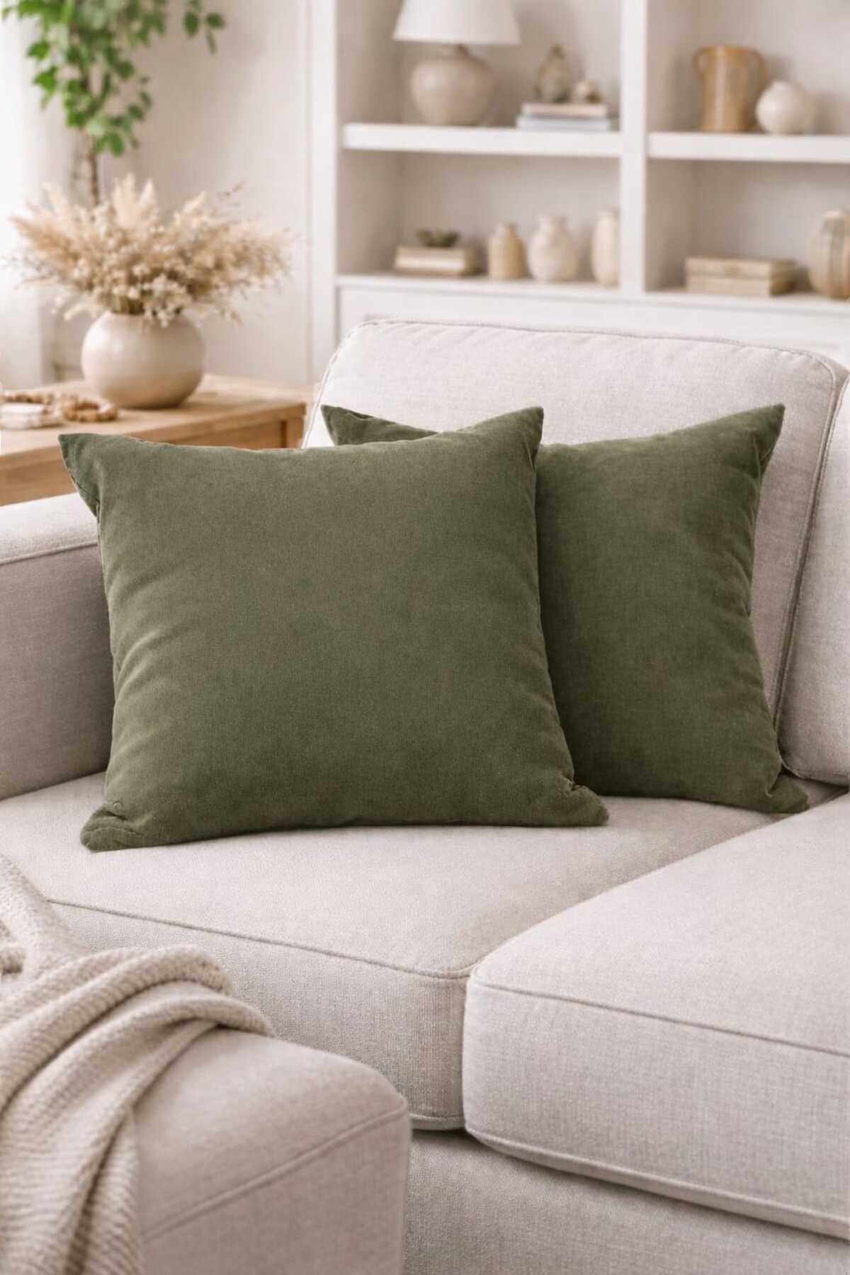 BURCIN HOME Kaki navlaka za jastuk 45x45 cm Set od dva ukrasna jastuka Modern...