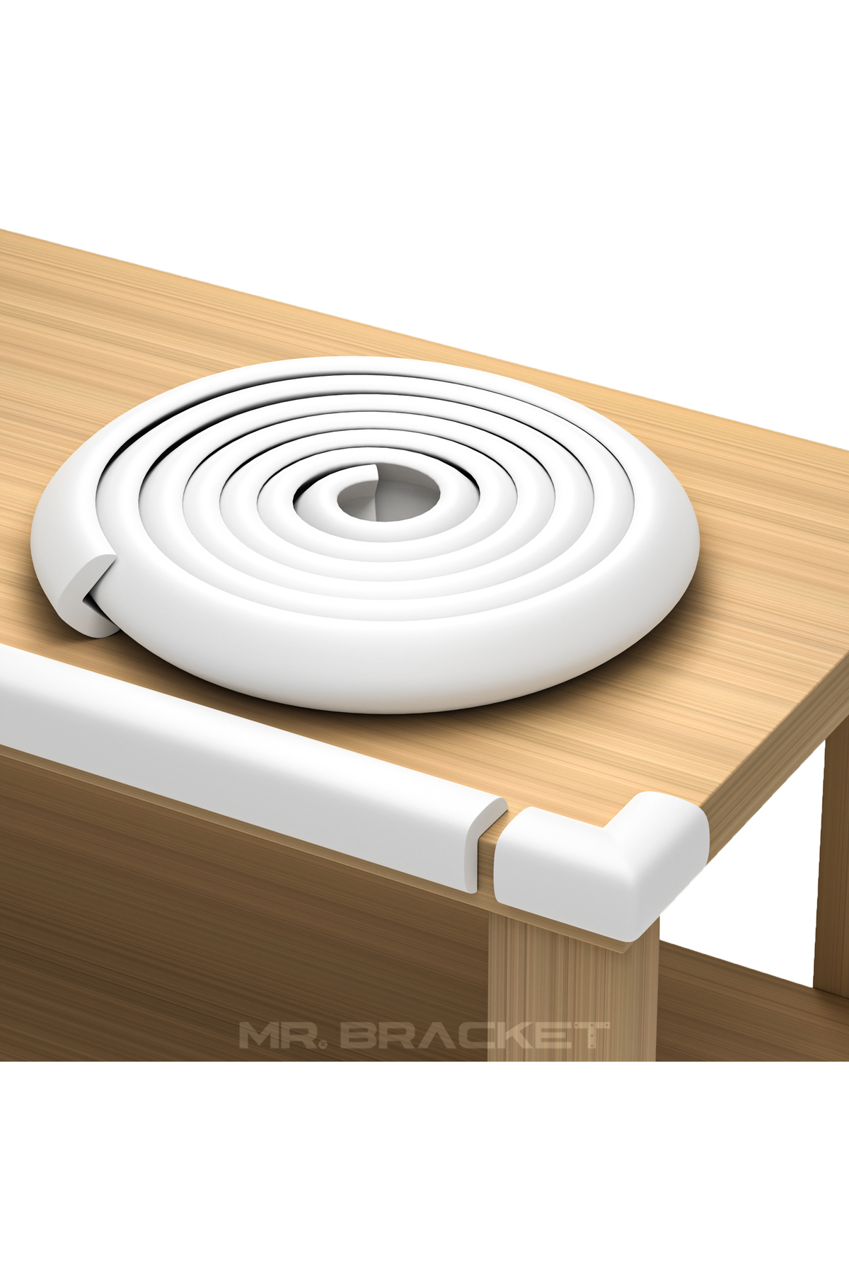 MR.BRACKET 2 m. Hazır Yapışkanlı Beyaz Bebek Kauçuk Kenar Koruyucu Kalın Form - Mobilya Masa Köşe Çocuk Koruma fotoğrafı 3 (önizleme)