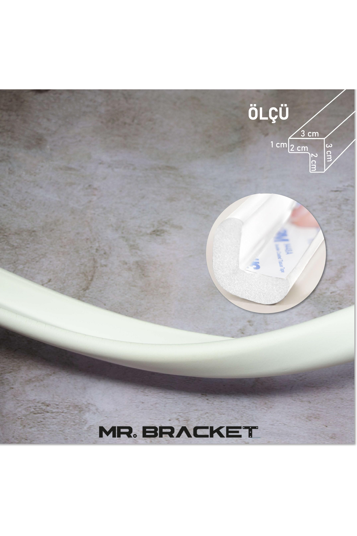 MR.BRACKET 2 m. Hazır Yapışkanlı Beyaz Bebek Kauçuk Kenar Koruyucu Kalın Form - Mobilya Masa Köşe Çocuk Koruma fotoğrafı 6 (önizleme)
