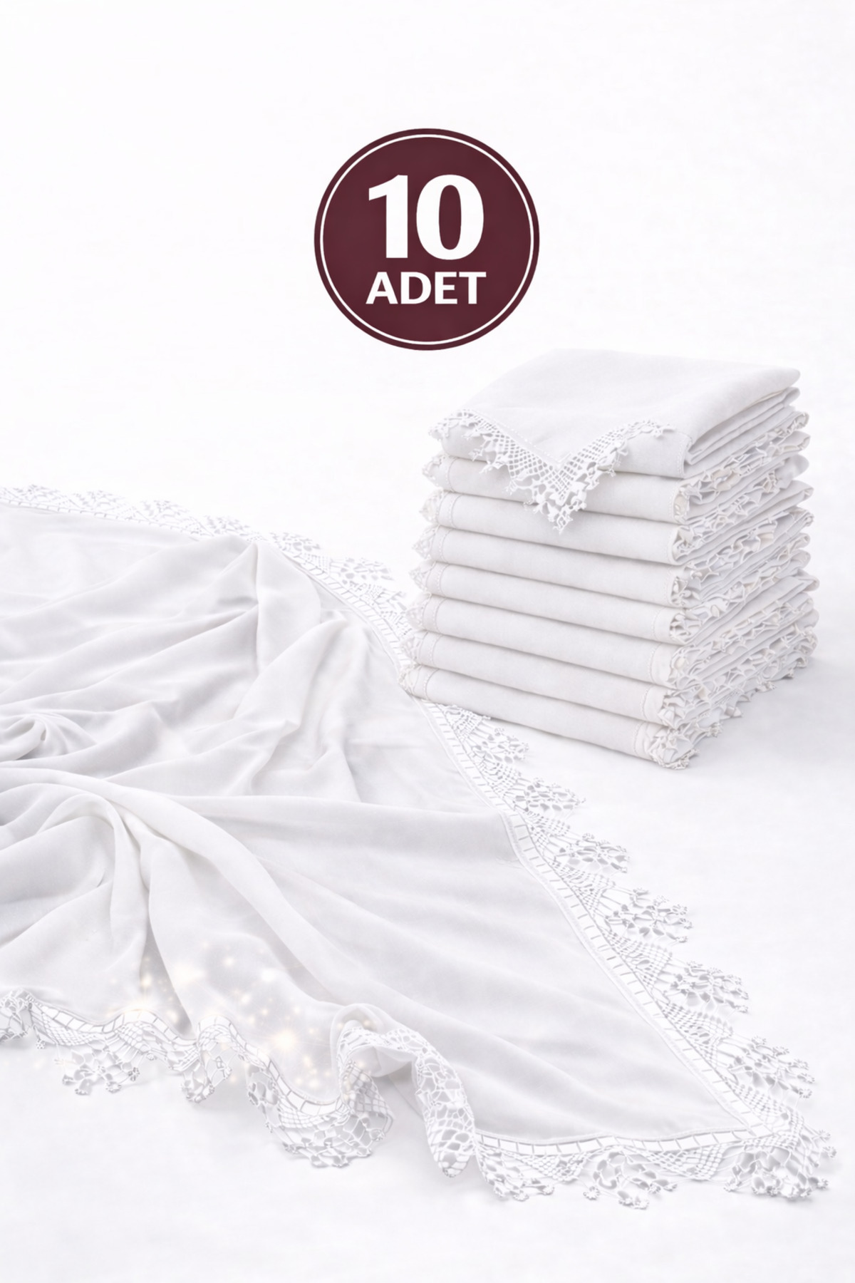 Women's Chiffon Lace Needle Lace Cover 70x150 Mevlüt Gift Headscarf Evening Dress Shawl Set of 10