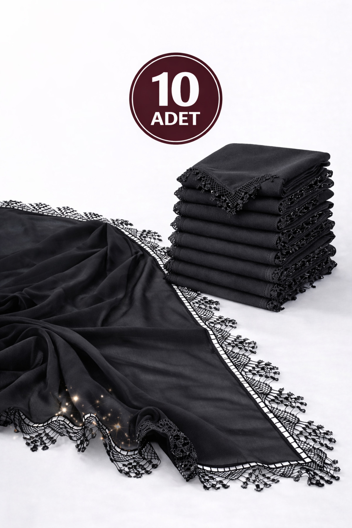 Women's Chiffon Lace Needle Lace Cover 70x150 Mevlüt Gift Headscarf Evening Dress Shawl Set of 10