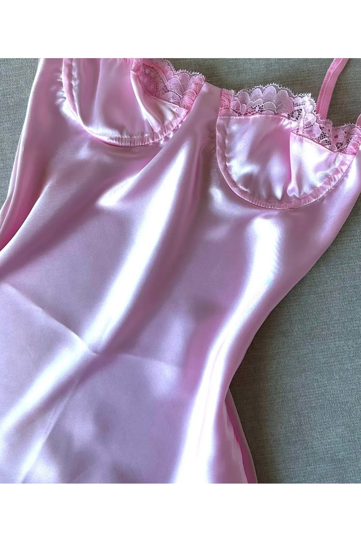 Asluna Pembe Zarif Gecelik Elbise