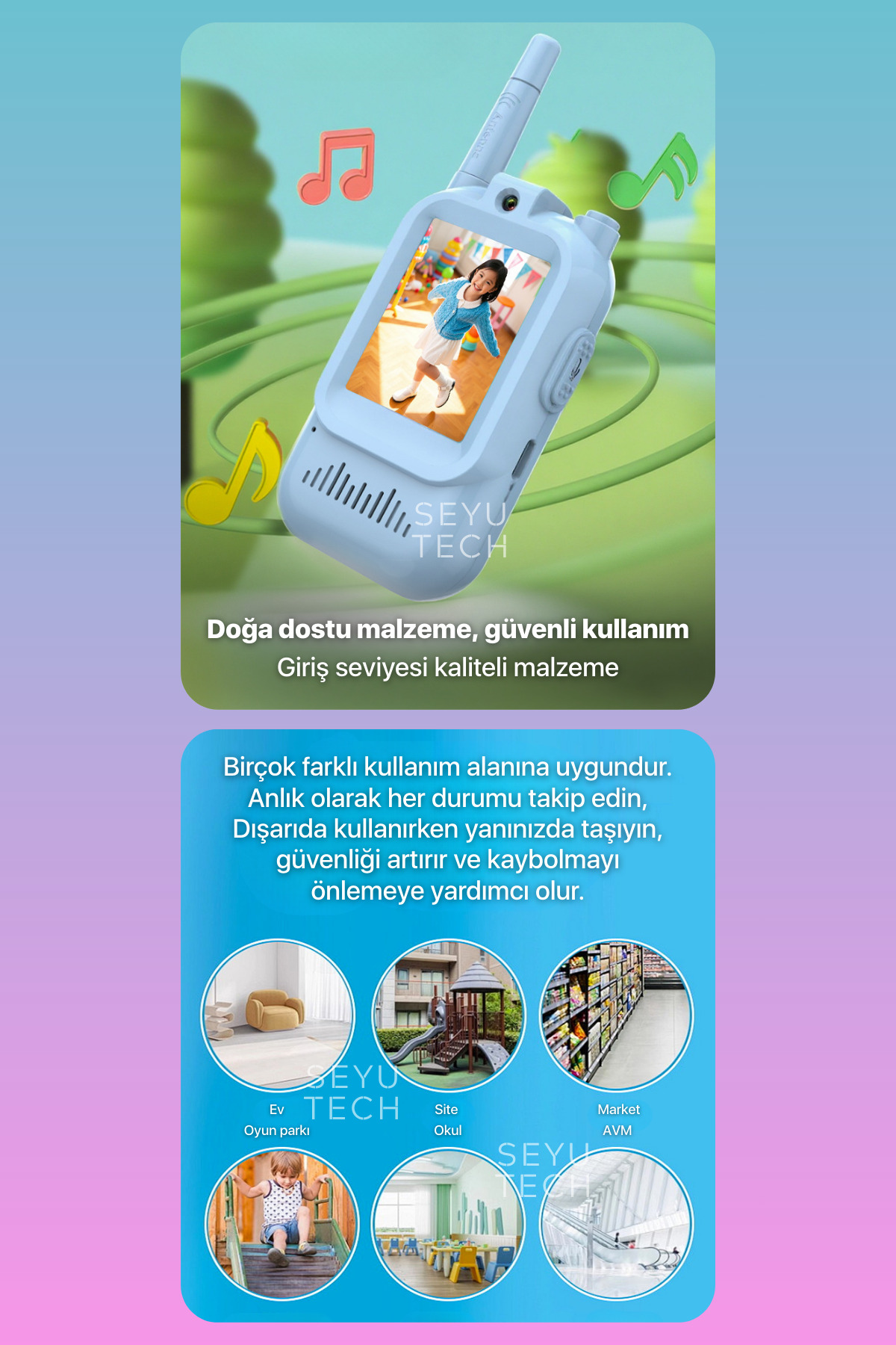 SEYUTECH Akıllı Çocuk Telsizi Seti Görüntü Konuşma, 4 Farklı Ses Efekti Walkie Talkie Oyuncak fotoğrafı 4 (önizleme)