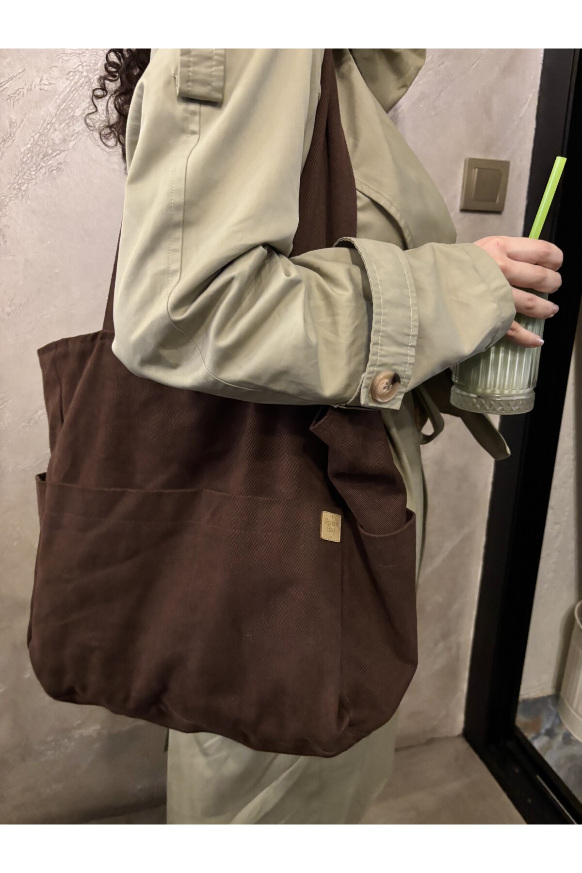 RONASBAG  Kahverengi Geniş Hacimli Çok Cepli Tote Bag - Görsel 3