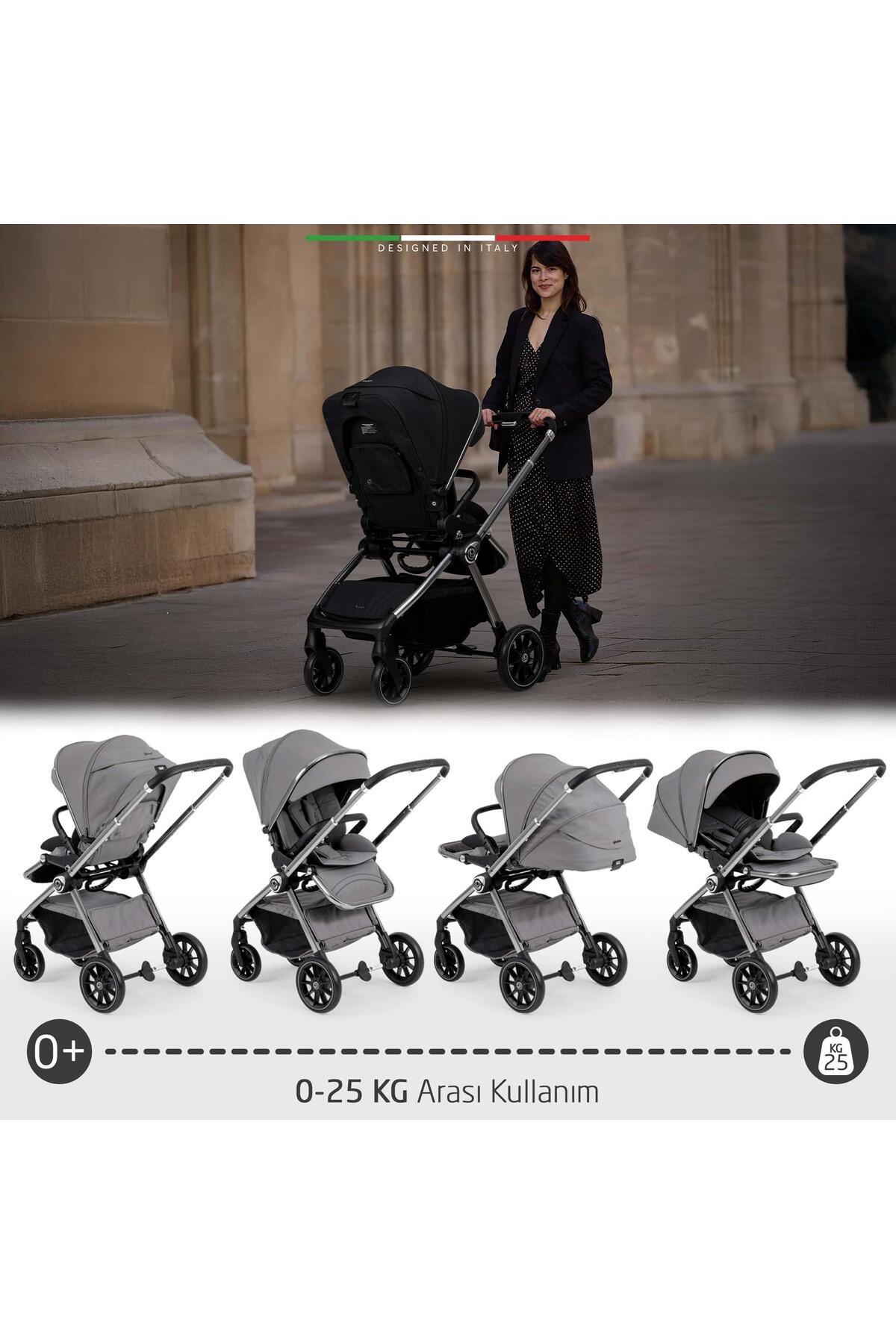 Elele Liberta Çift Yönlü Bebek Arabası Gri fotoğrafı 3 (önizleme)