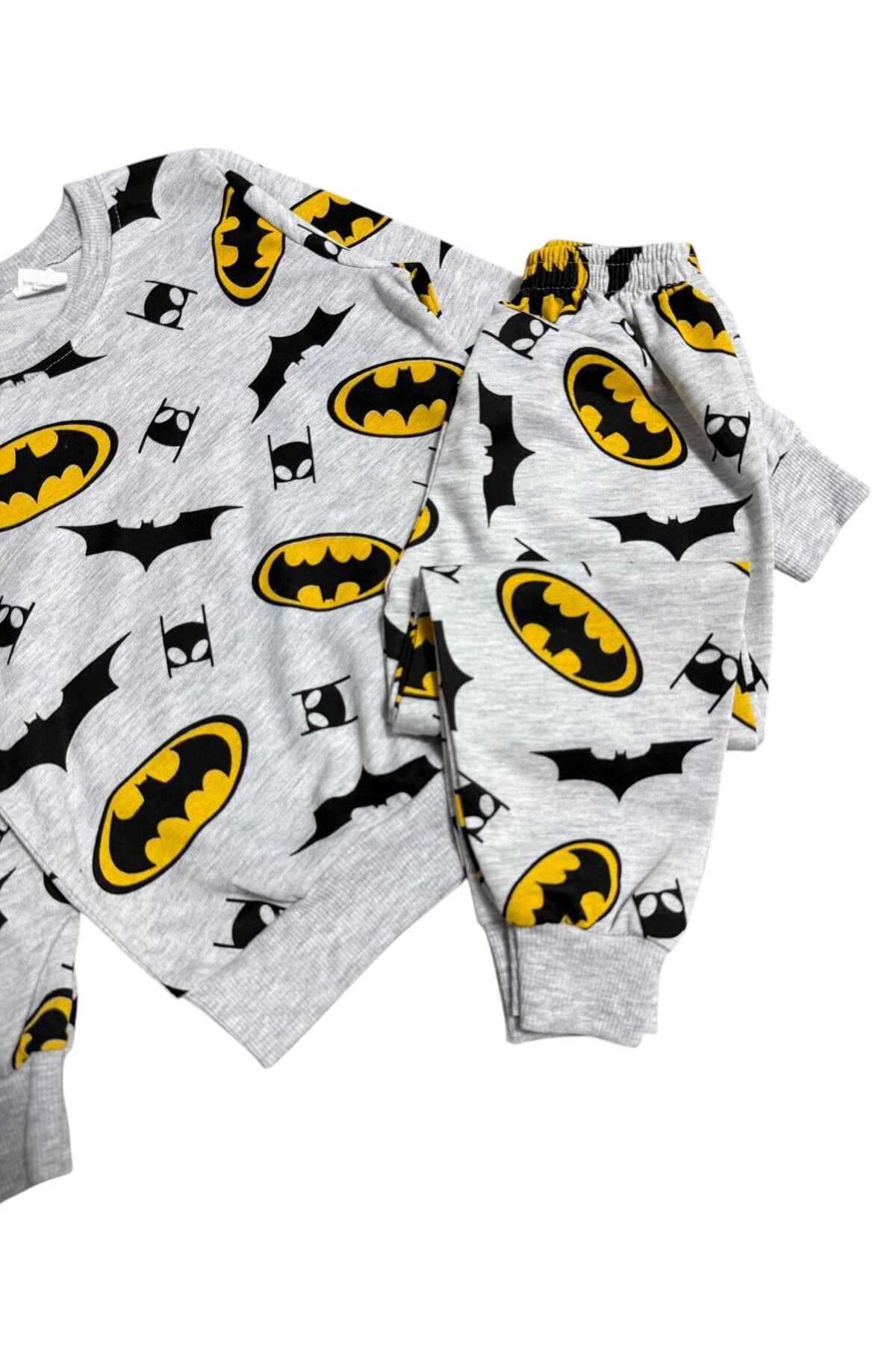 Fil Kids Erkek Çocuk Pamuklu Kumaş Gri Renk Yarasa Desenli Uyku Bantlı Uzun Kollu Mevsimlik Pijama Takımı fotoğrafı 4 (önizleme)