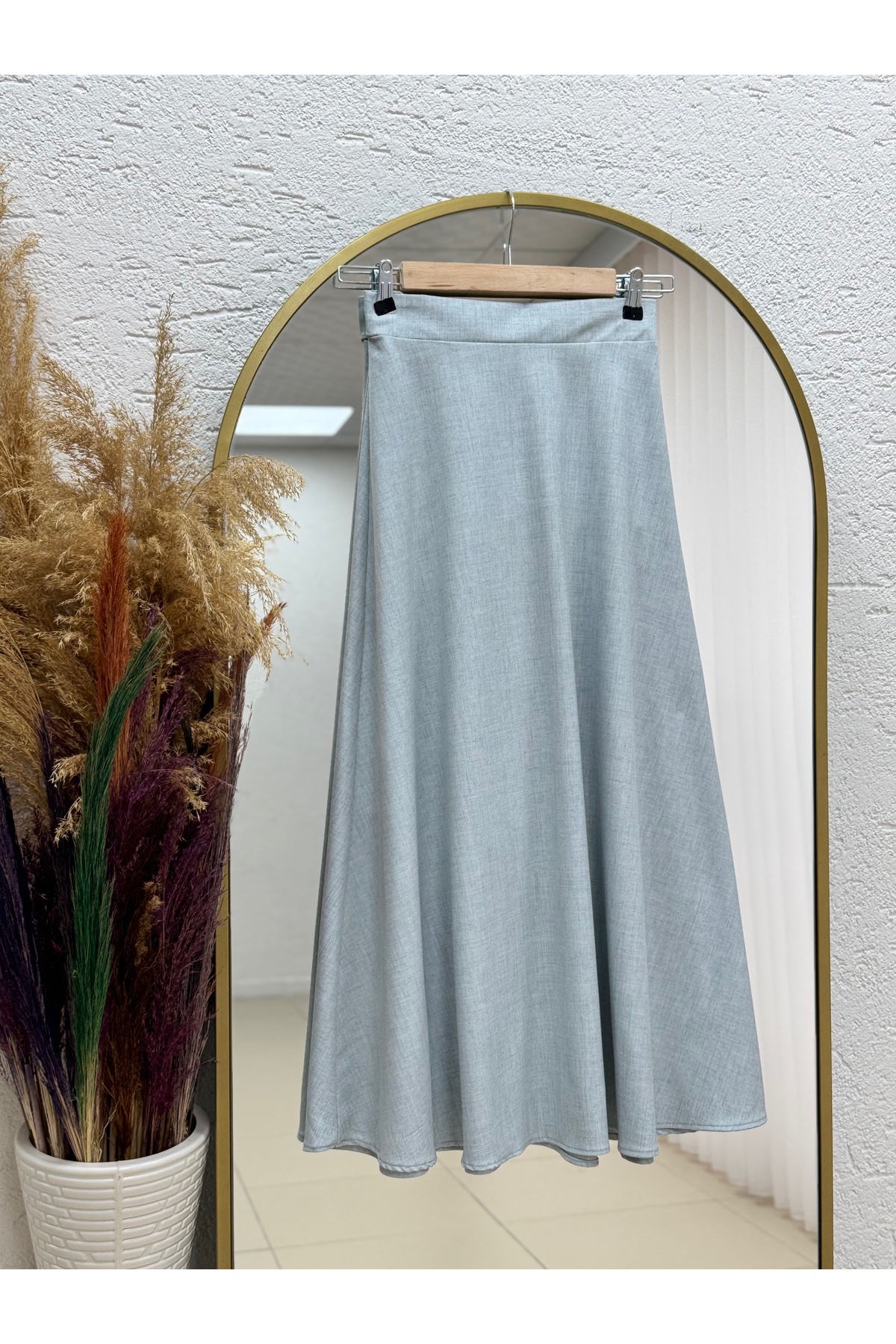 MİHRA STORE  Fayetta Kloş Daisy Etek-EK716 Açık Gri