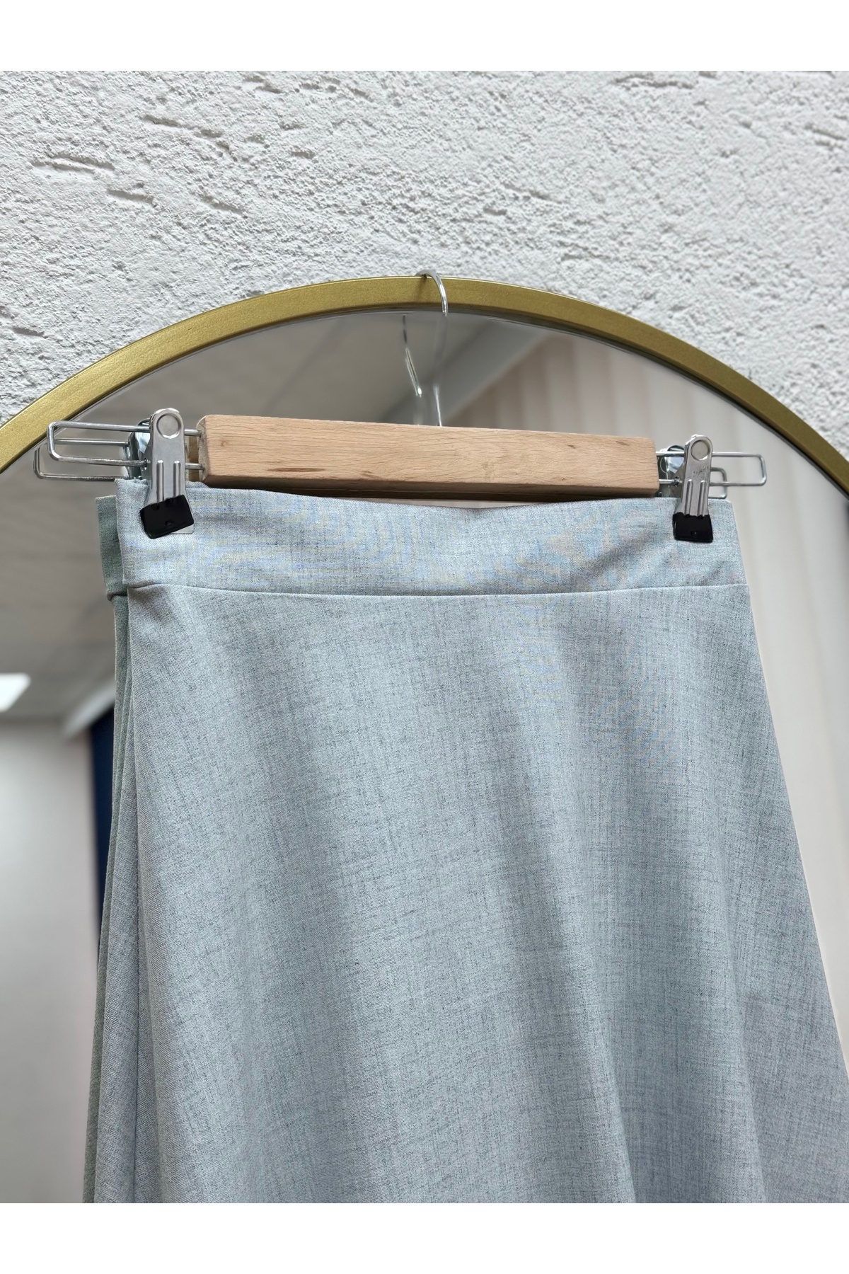 MİHRA STORE  Fayetta Kloş Daisy Etek-EK716 Açık Gri - Görsel 2