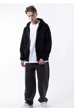 KulilkWear Oversize Kalıp Zip, Fermuarlı Kapüşonlu Sweatshirt