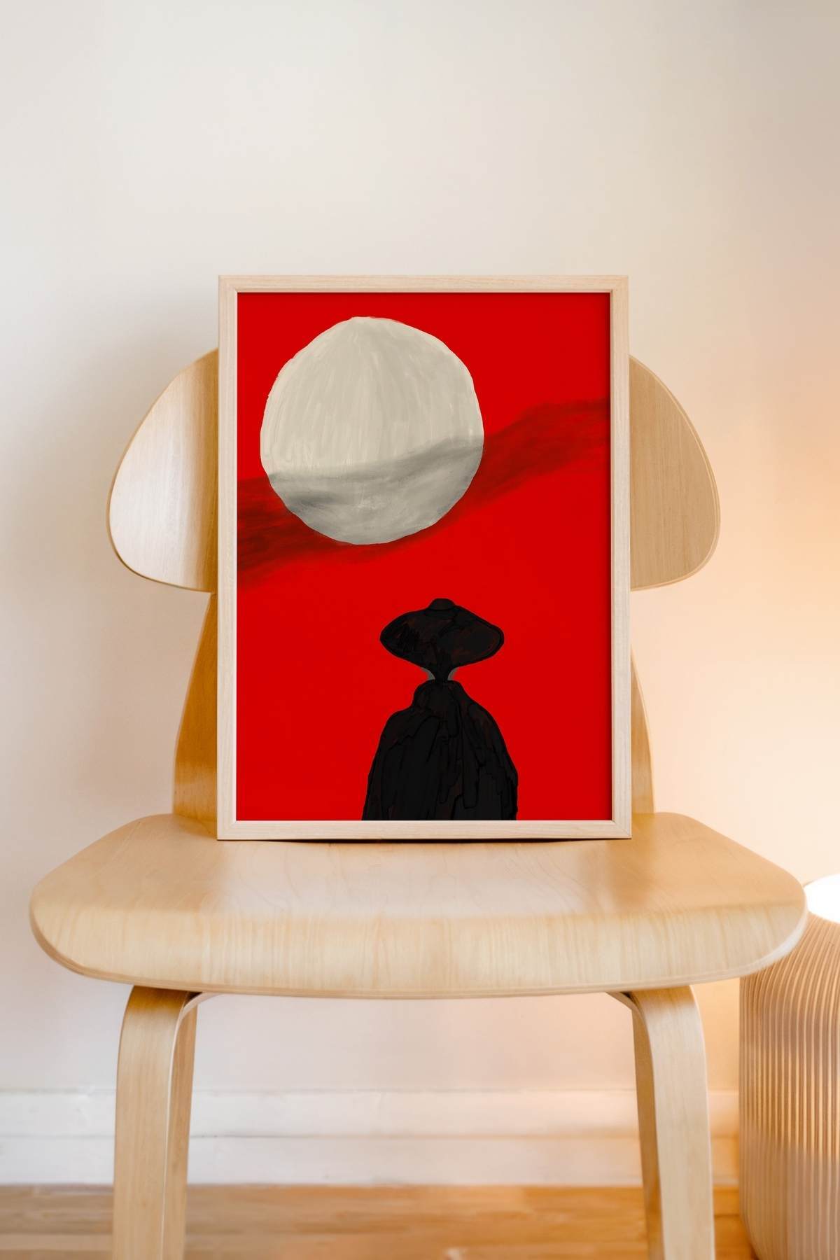 Kırmızı Soyut Figür Tablosu Japon Sanatı Duvar Tablosu Dekoratif Poster – Çerçevesiz