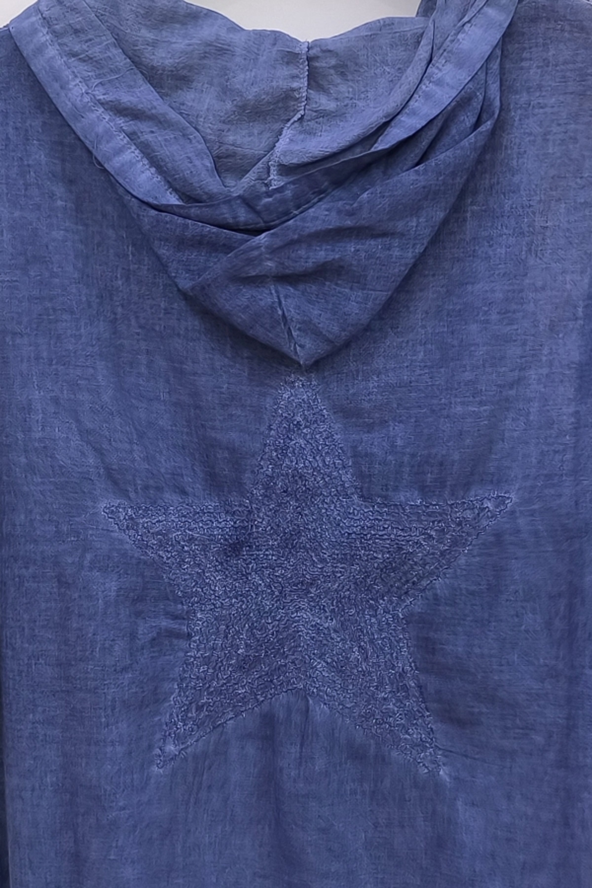 Chiccy  Mavi Uzun Kol Arkası Yıldız Desenli Omuzları File Ve Yıldız Detaylı Casual Dokuma Ceket 0 0 - Görsel 6