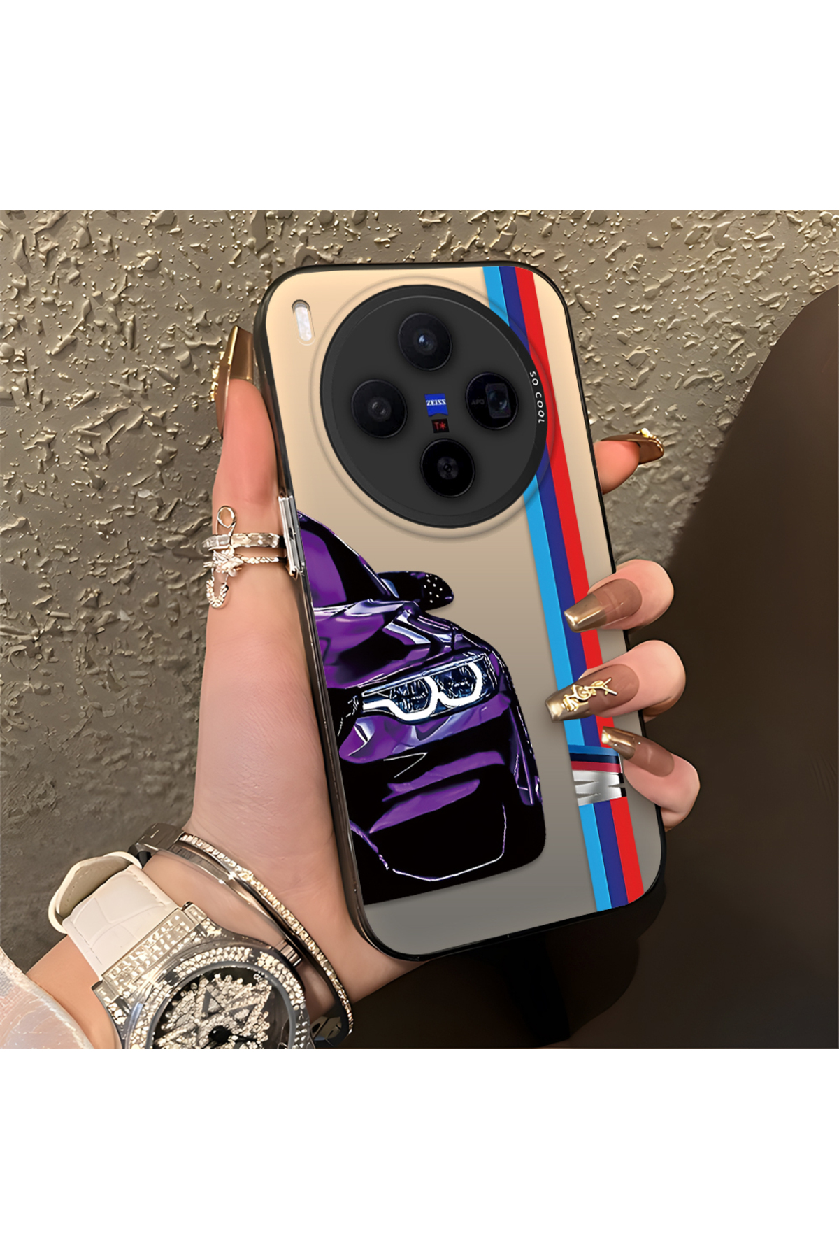 Vivo X300 Compatible BMW Patterned Silicone Edge Hard Rear Anti Fall Phone Case