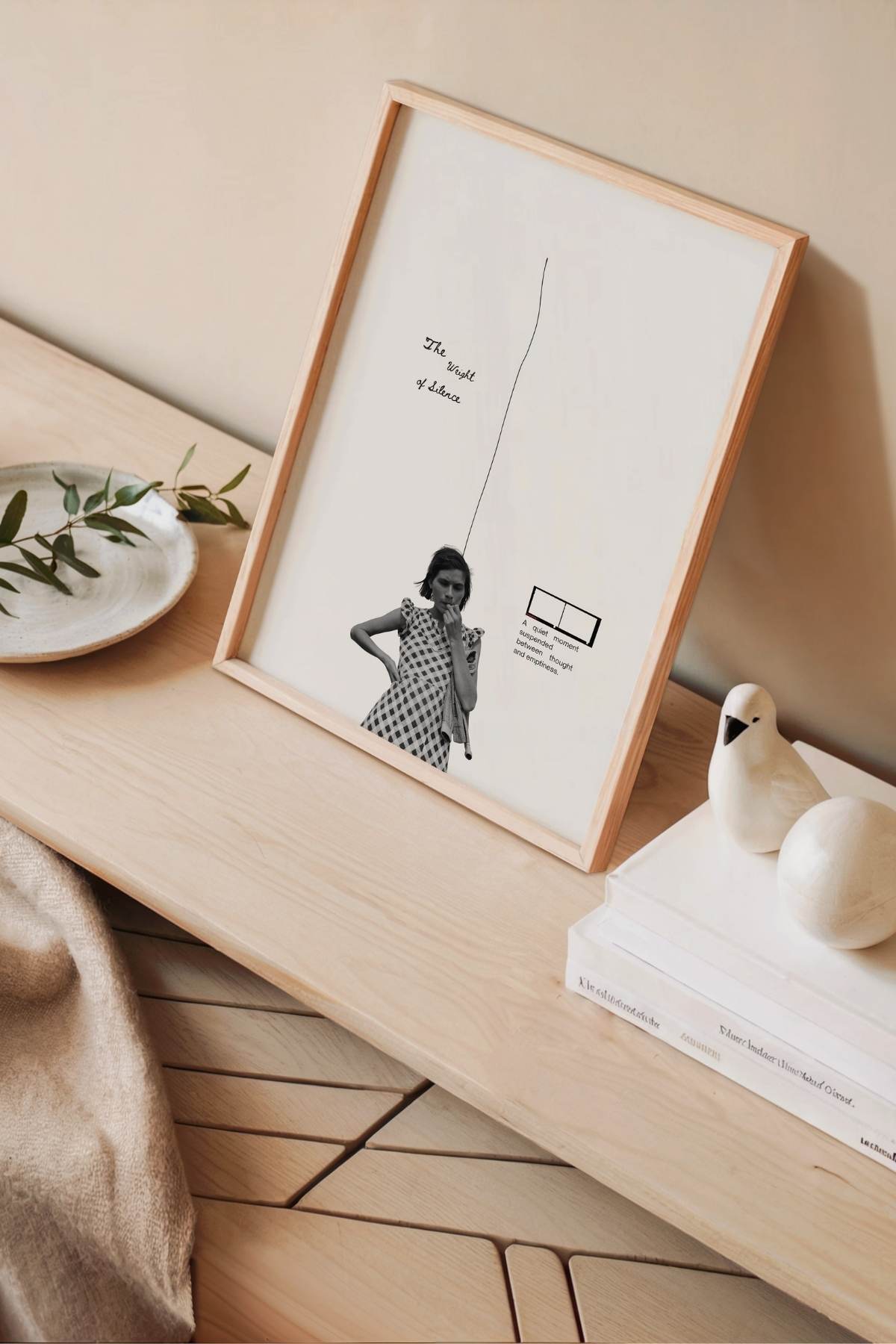 Minimal Kadın Figürlü Kolaj Posteri Modern Sanat Duvar Tablosu Çerçevesiz