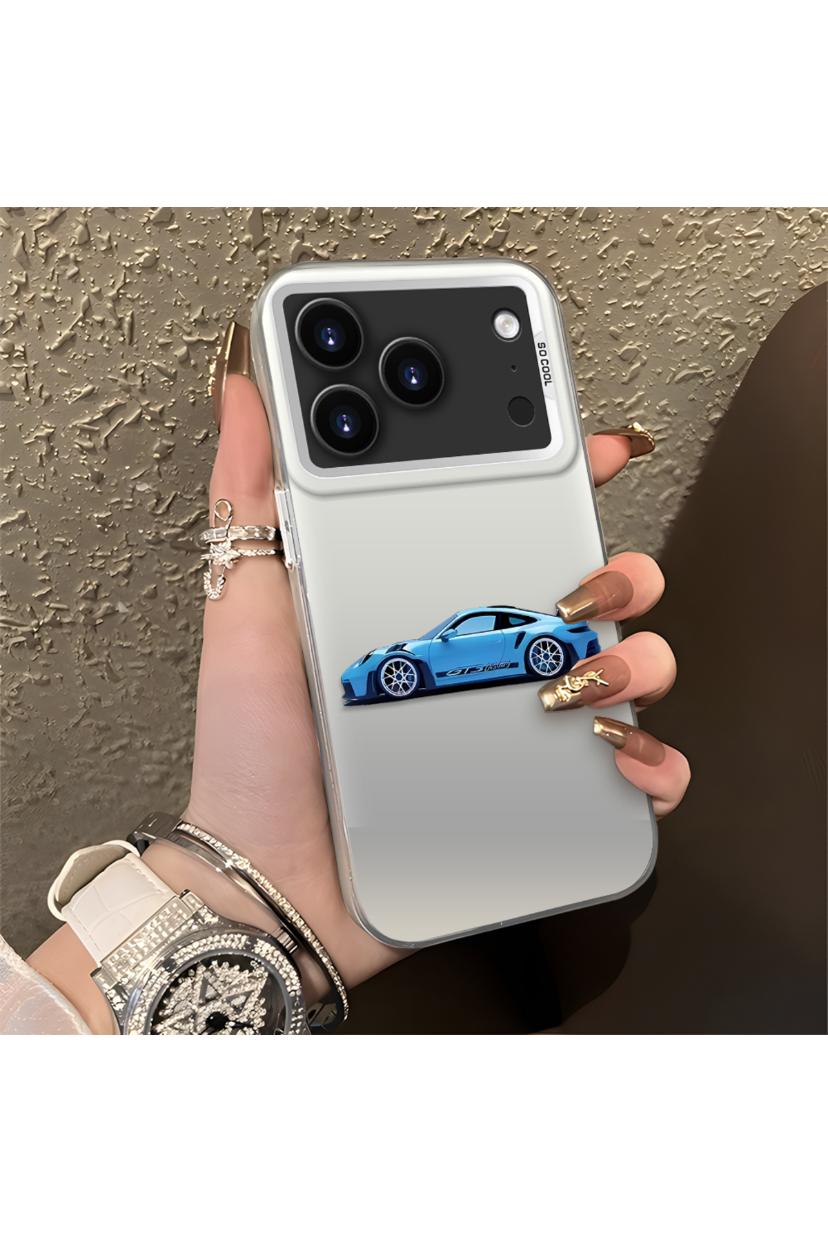 iPhone 17 Pro Max Compatible Silicone Edge Hard Rear Anti Fall BMW Pattern Phone Case
