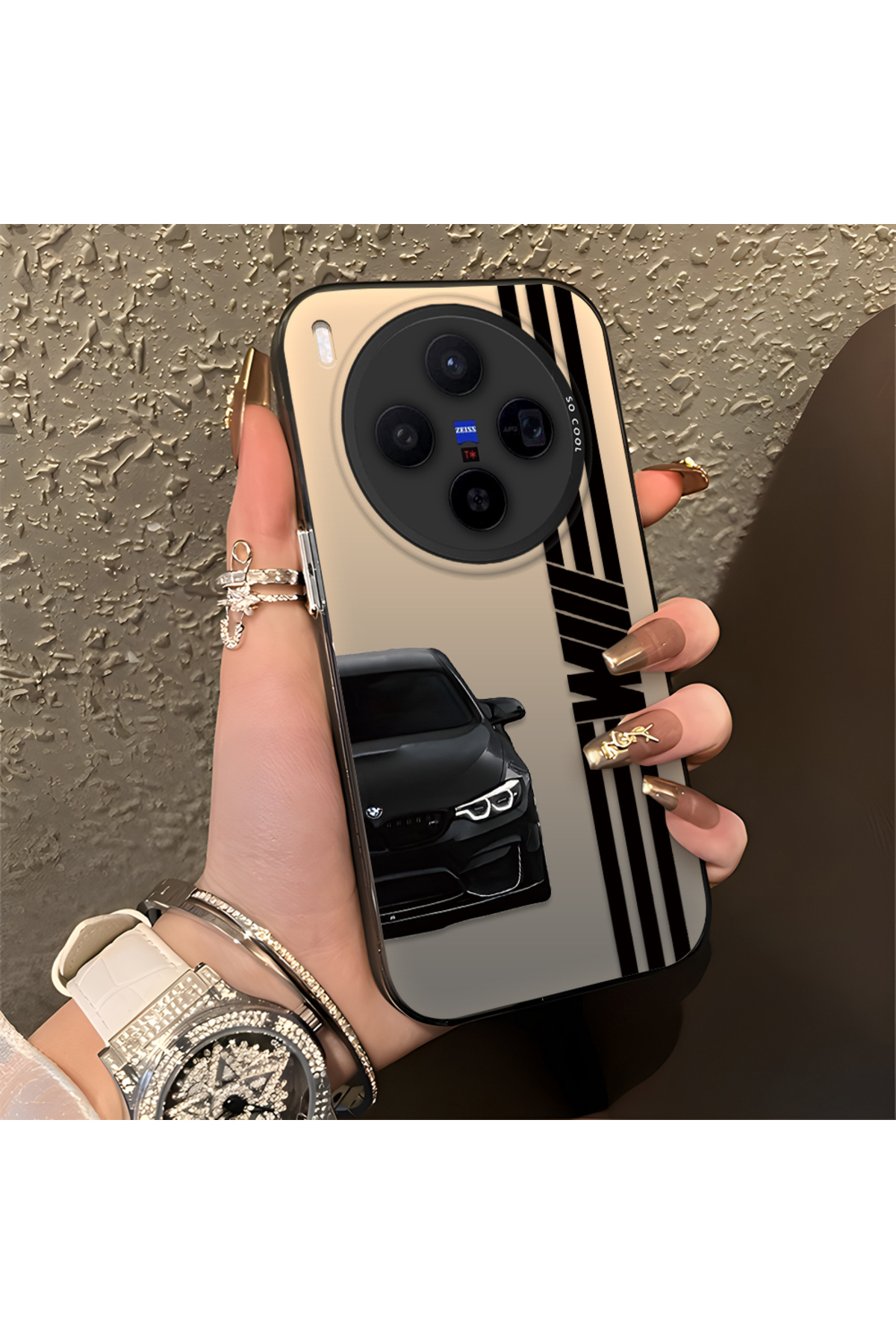 Vivo X300 Compatible Phone Case BMW Patterned Silicone Edge Hard Rear Anti Fall