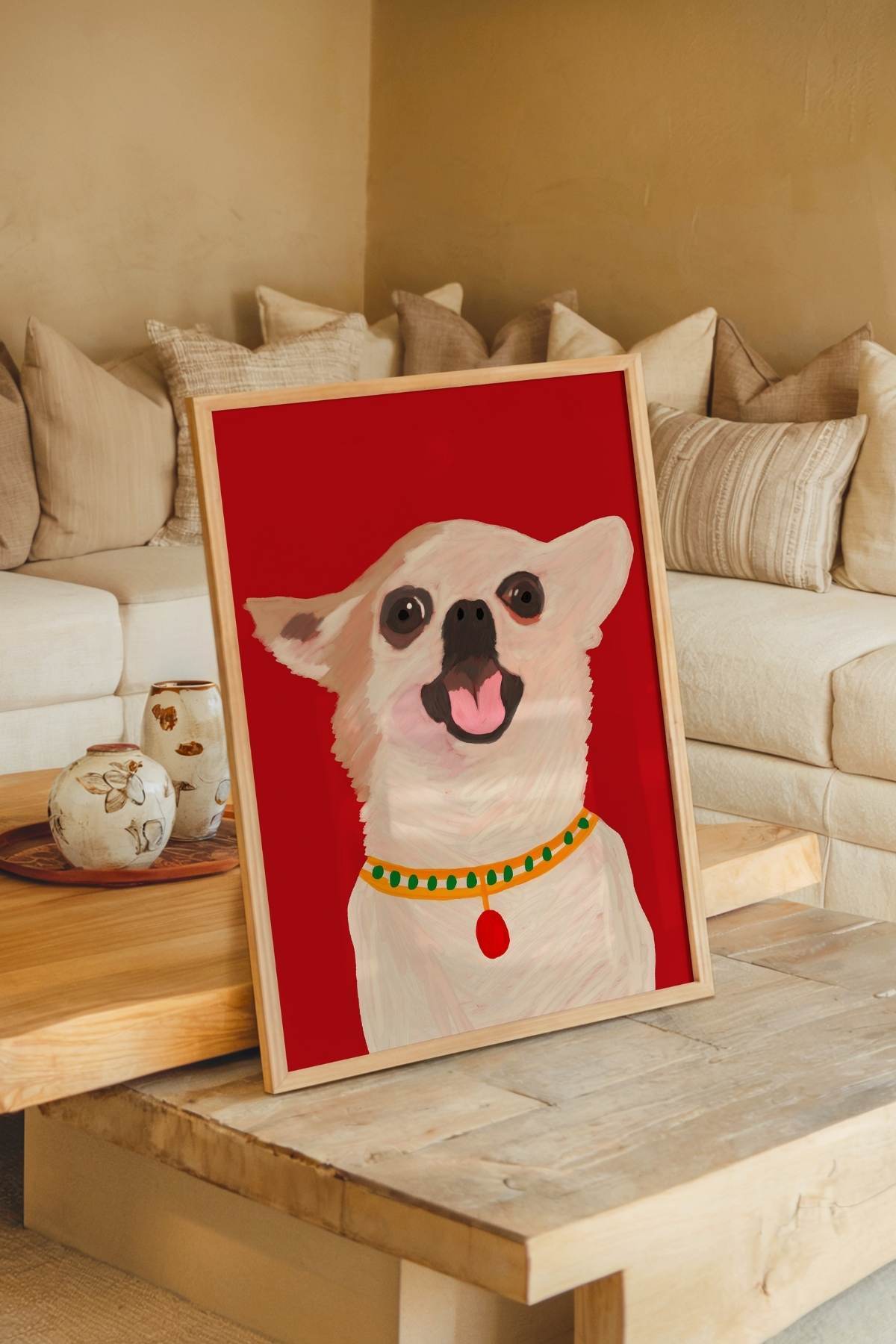 Sevimli Köpek Portre Poster Evcil Hayvan Temalı Modern Dekoratif Duvar Tablosu Çerçevesiz
