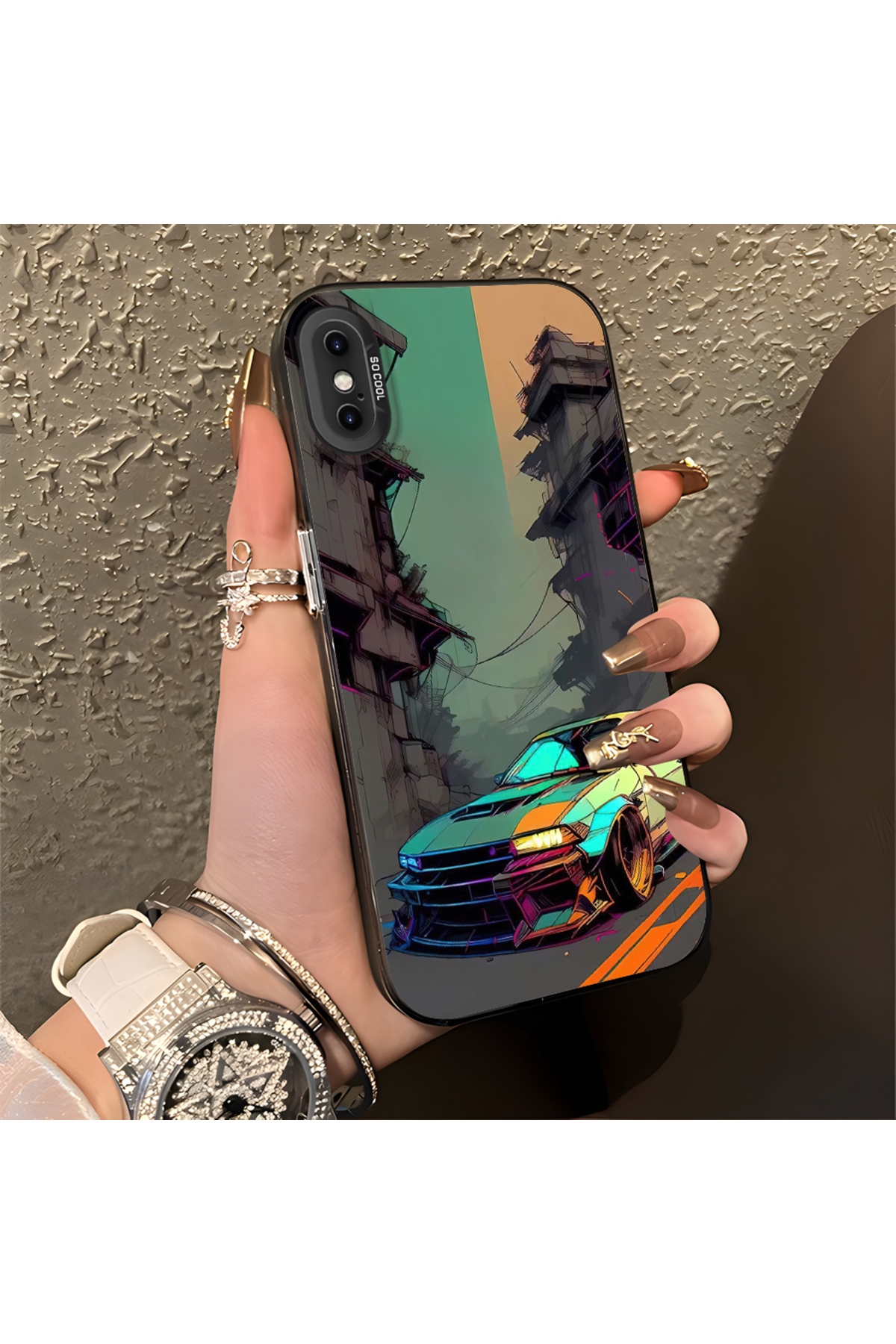 iPhone XS Compatible Sports Car Silicone Edge Hard Rear Anti Fall Phone Case