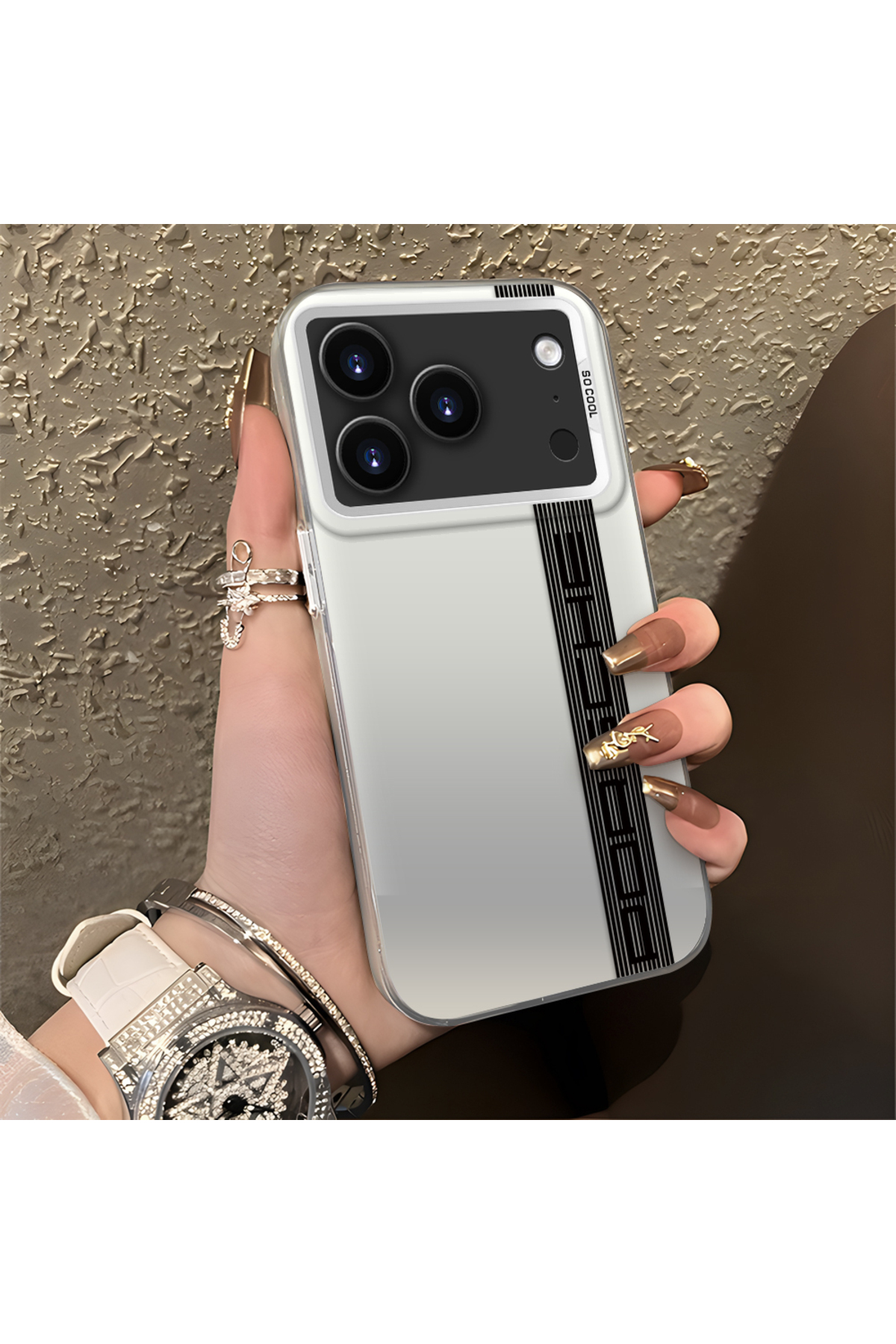 iPhone 17 Pro Max Compatible Silicone Edge Hard Rear Anti Fall Phone Case with Porsche Pattern