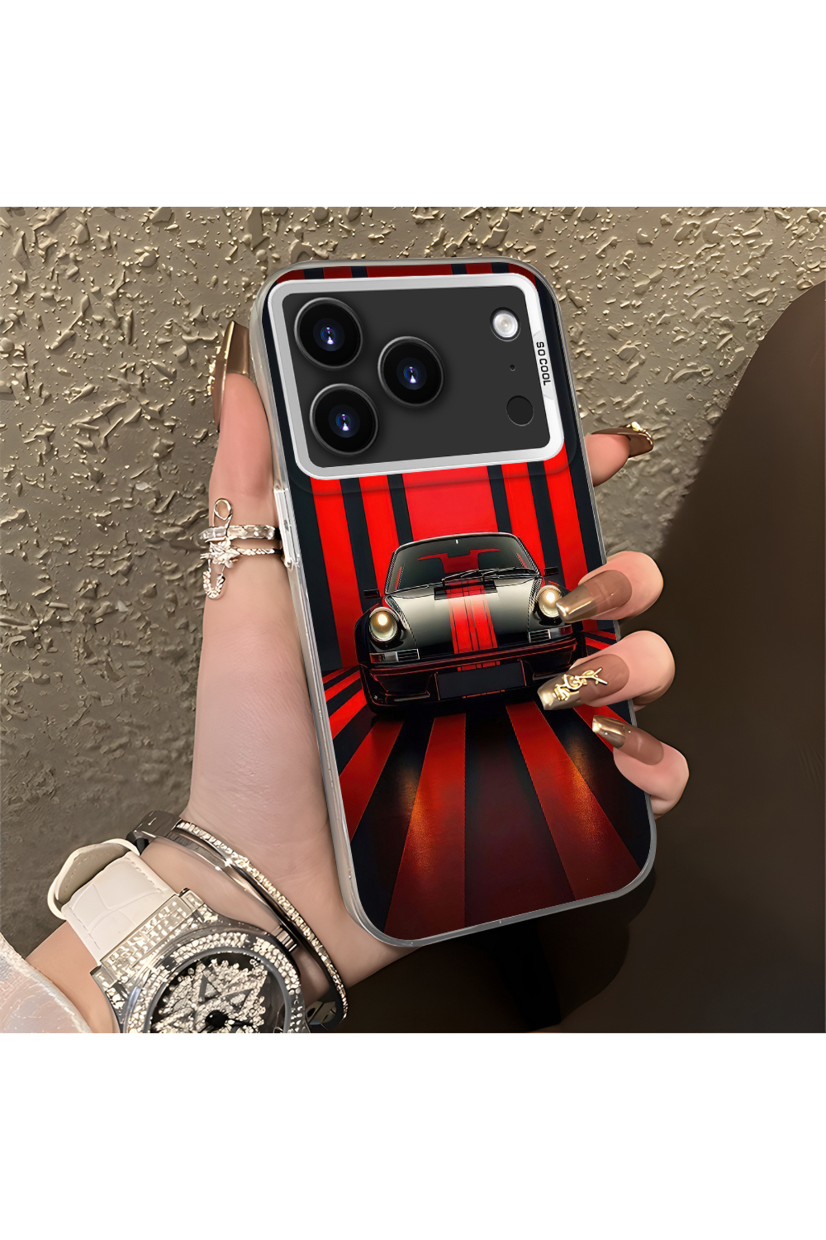 iPhone 17 Pro Max Compatible Classic Car Silicone Edge Hard Rear Anti Fall Phone Case