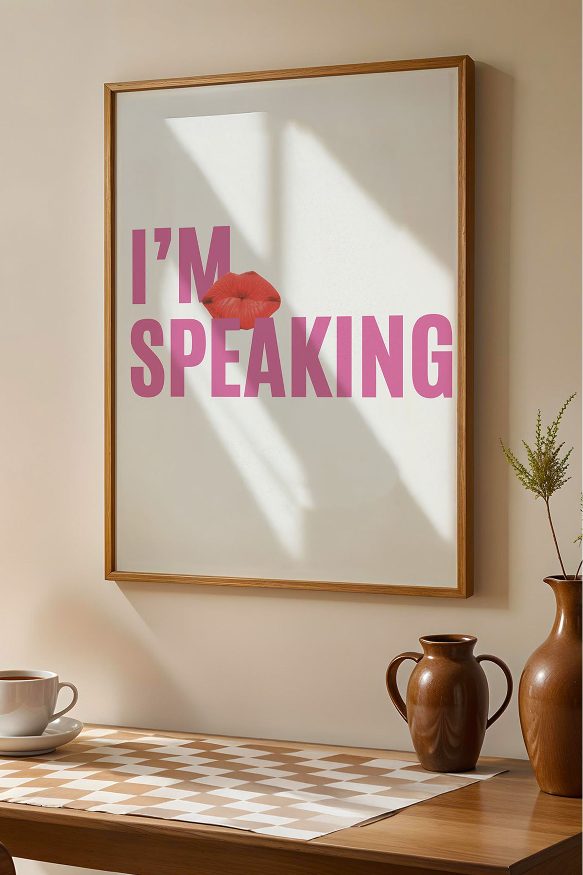 Feminist Poster I’m Speaking Yazılı Pembe Modern Duvar Dekoru Çerçevesiz