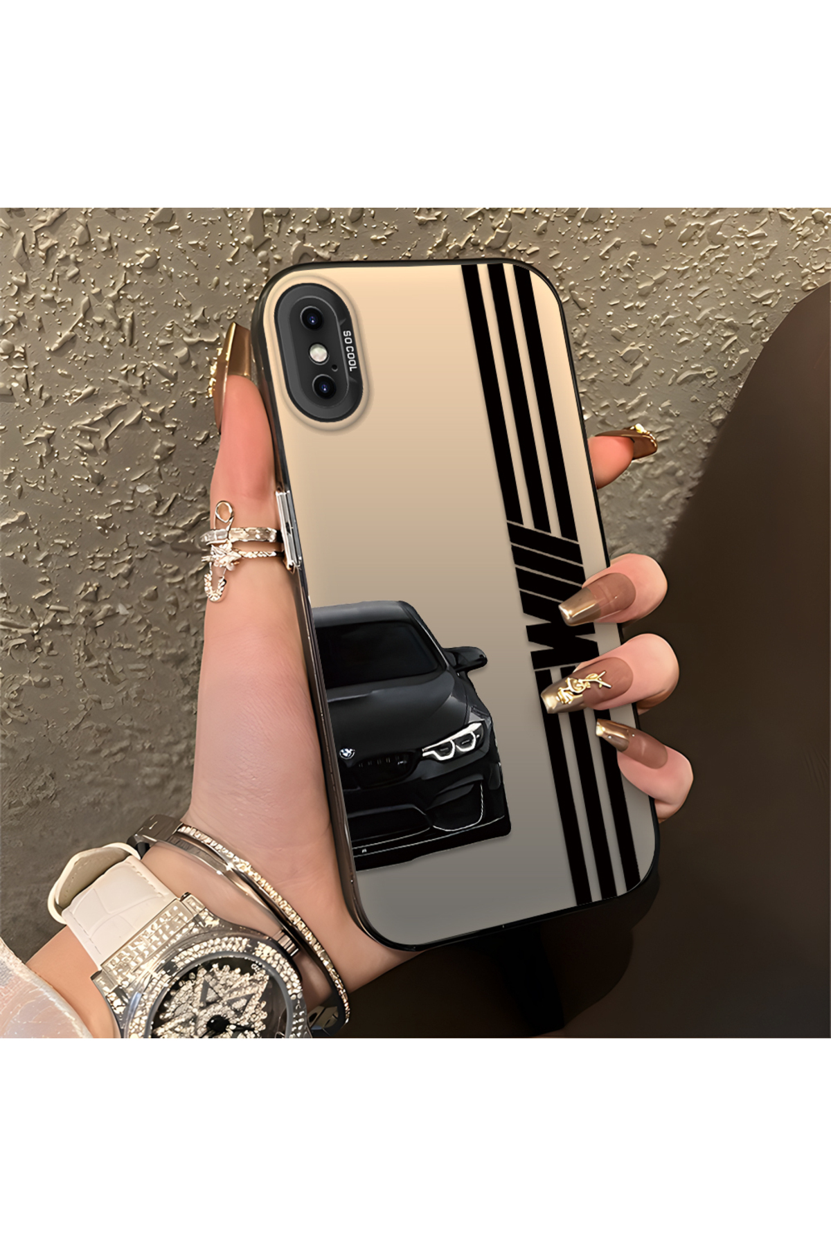 iPhone XS Compatible Phone Case BMW Patterned Silicone Edge Hard Rear Anti Fall