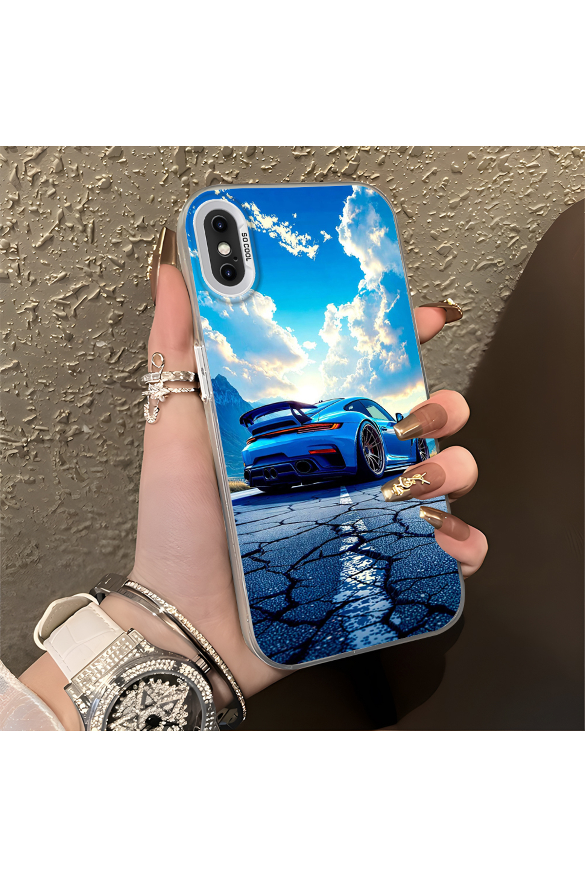 iPhone XS Compatible Sports Car Silicone Edge Hard Rear Anti Fall Phone Case