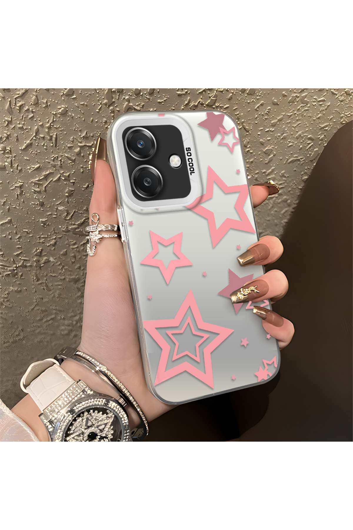 OPPO A3 4G Compatible Stars Patterned Silicone Phone Case Edge Hard Back Anti Fall