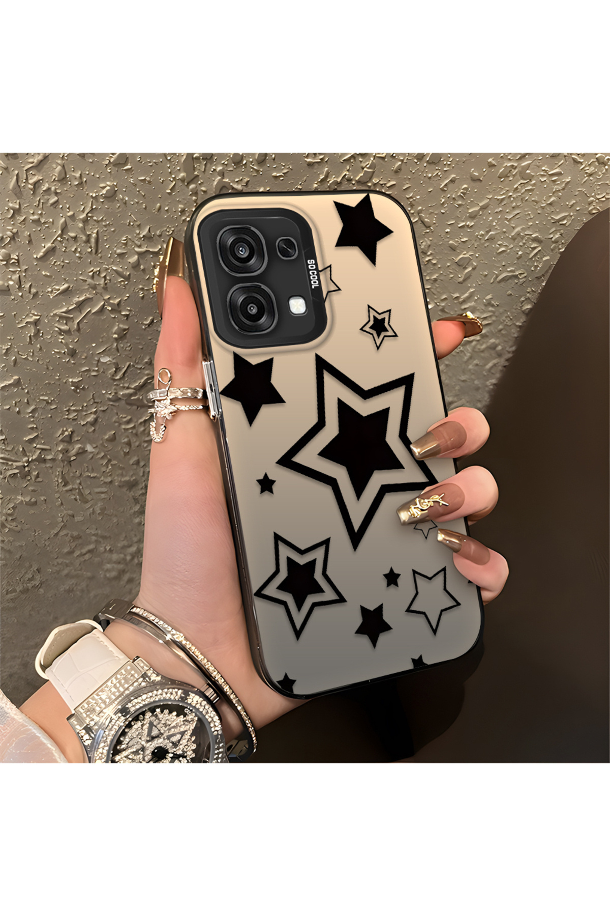 OPPO A6 Pro 5G Compatible Stars Patterned Silicone Phone Case Edge Hard Rear Anti Fall
